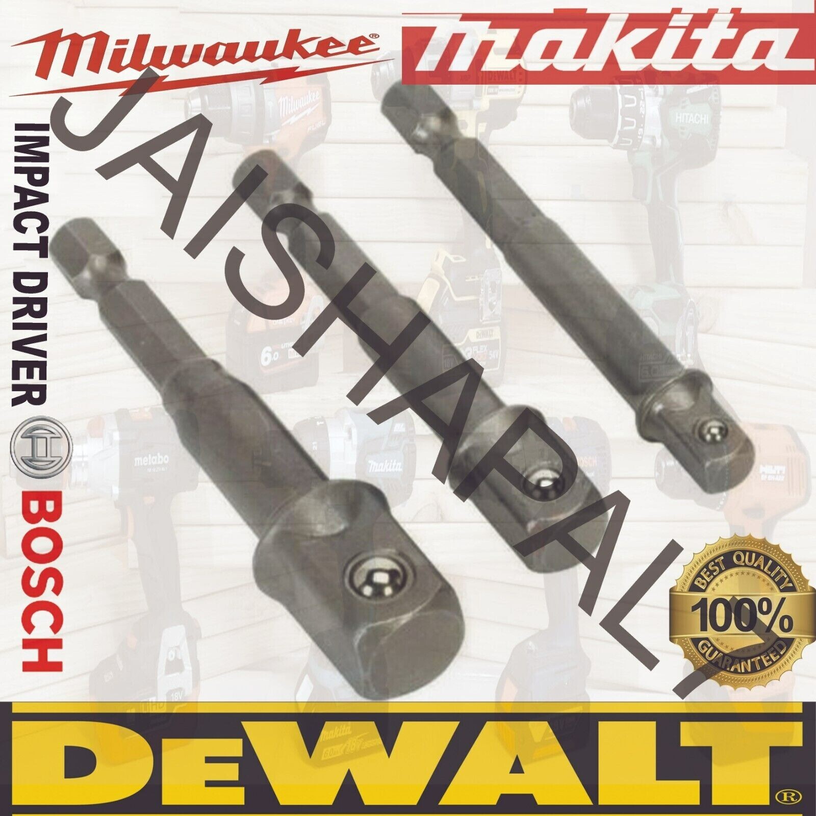 Bosch Impact 1/4″ 3/8″ 1/2″ Socket driver Set fits MAKITA, IMPACT DRIVERS DEWALT