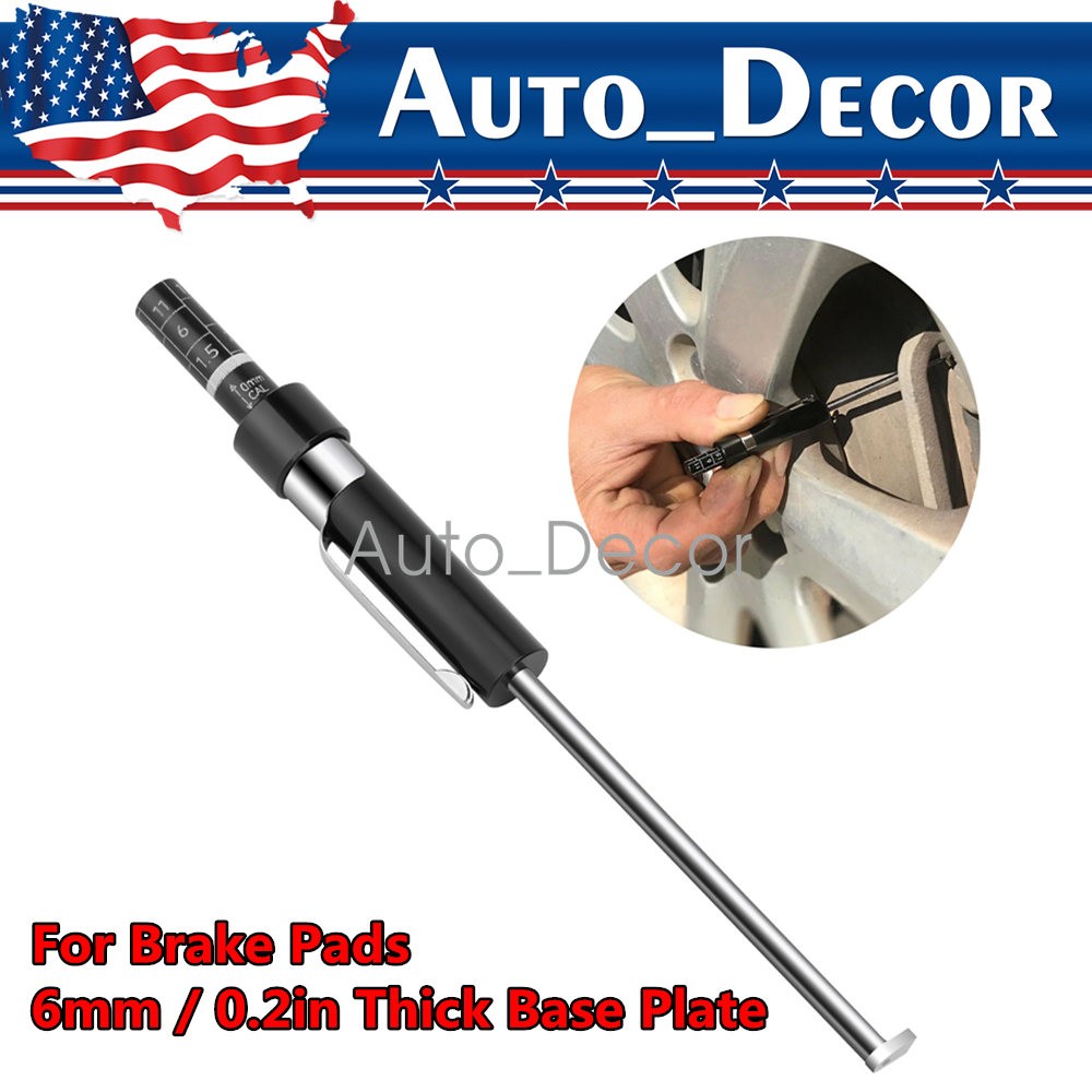 Brake Pad Measure Tool Thickness Gauge w/ Scale car Detection Pen Base Plate 6mm