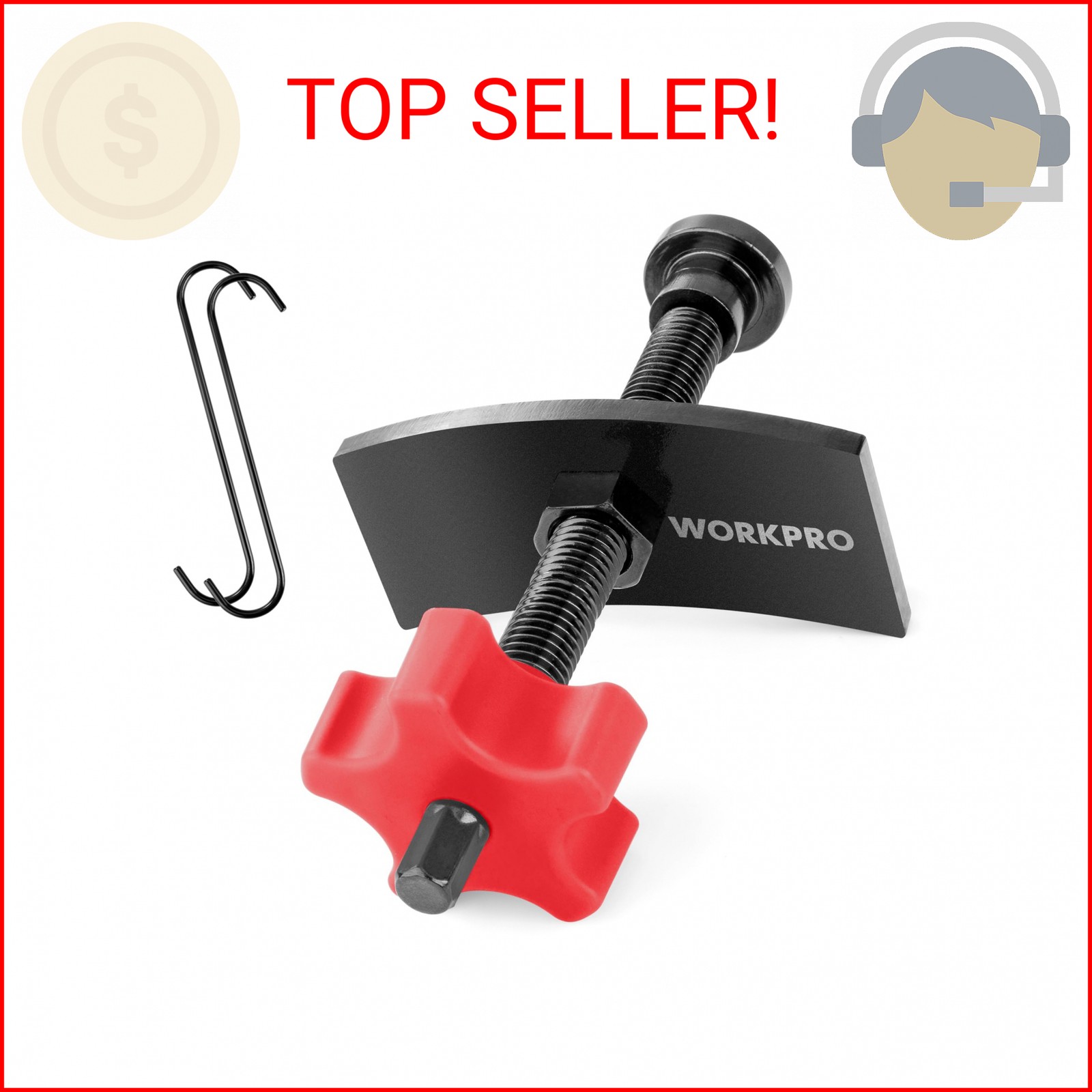 WORKPRO Heavy Duty Disc Brake Pad Spreader, Brake Caliper Compression Tool for C