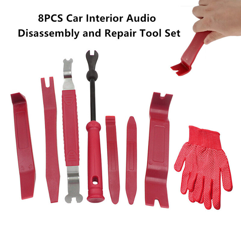8PCS/SET Car Red Scratch Removal Tool Dash Panel Window Molding Fastener Remover