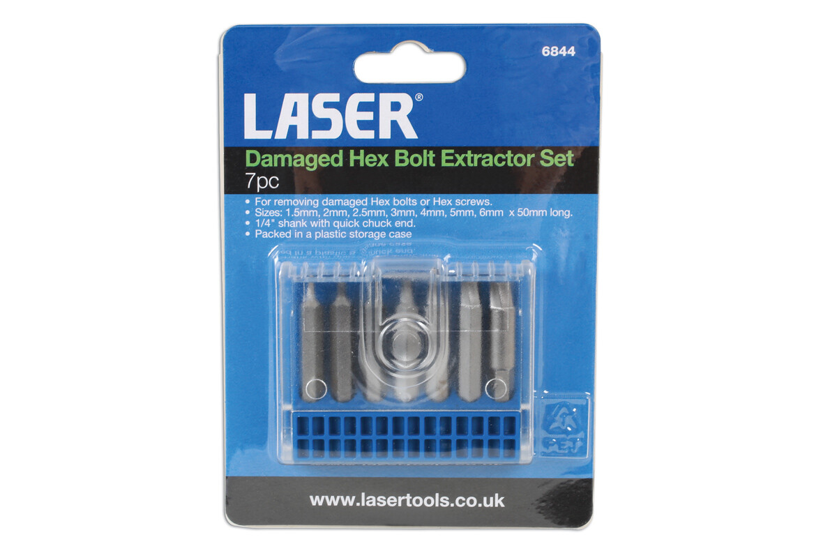 Laser Tools 6844 Hex Allen Key Bolt Screw Extractor Tool Set 7 Piece 1.5mm – 6mm