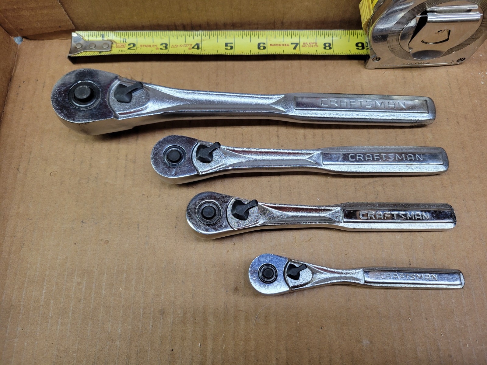 Craftsman USA 4-Piece Ratchet Set 1/4″ + 3/8″ + 3/8″ Long + 1/2″ Drive