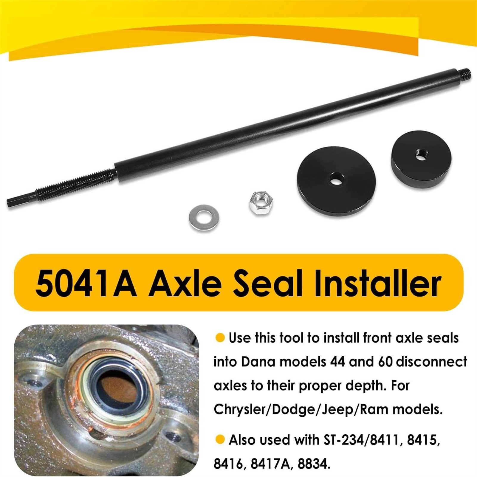 5041A Front Axle Seal Installer Tool Fits For Dodge Jeep Ram Dana 44/60 Chrysler