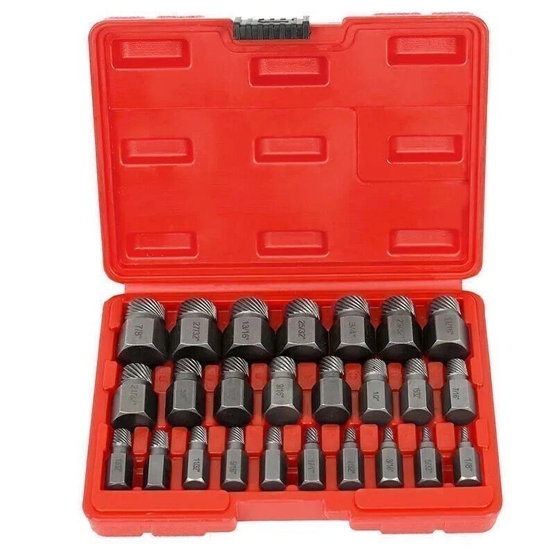25PC Screw Extractor & Bolt Remover Set – Multi-Spline Hex Socket Wrench Kit