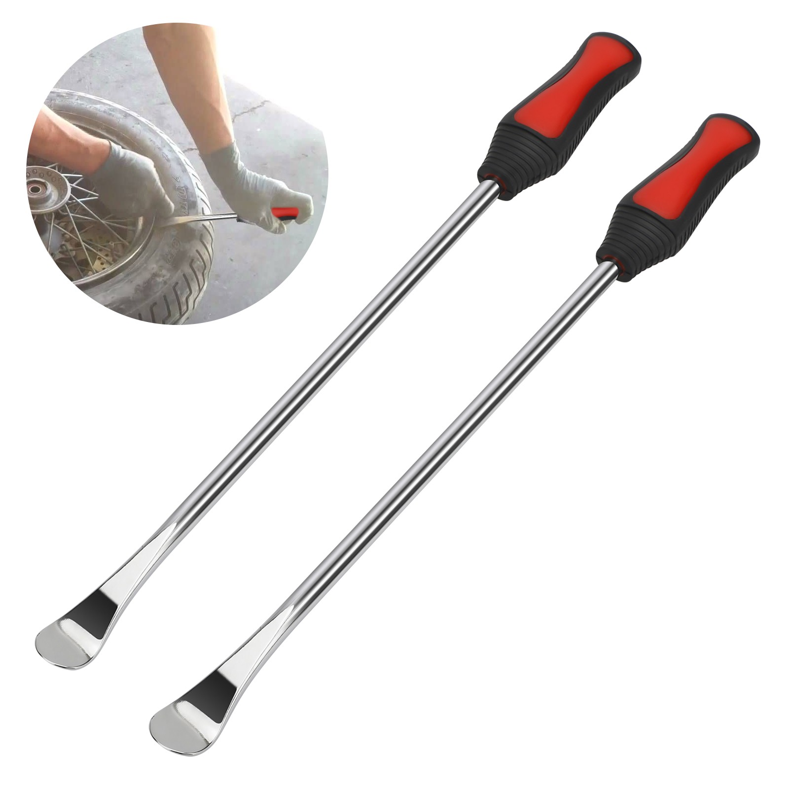 2Pcs 14.5″ Steel Tire Spoon Lever Iron Bar Kit Car Motorcycle Tyre Changing Tool
