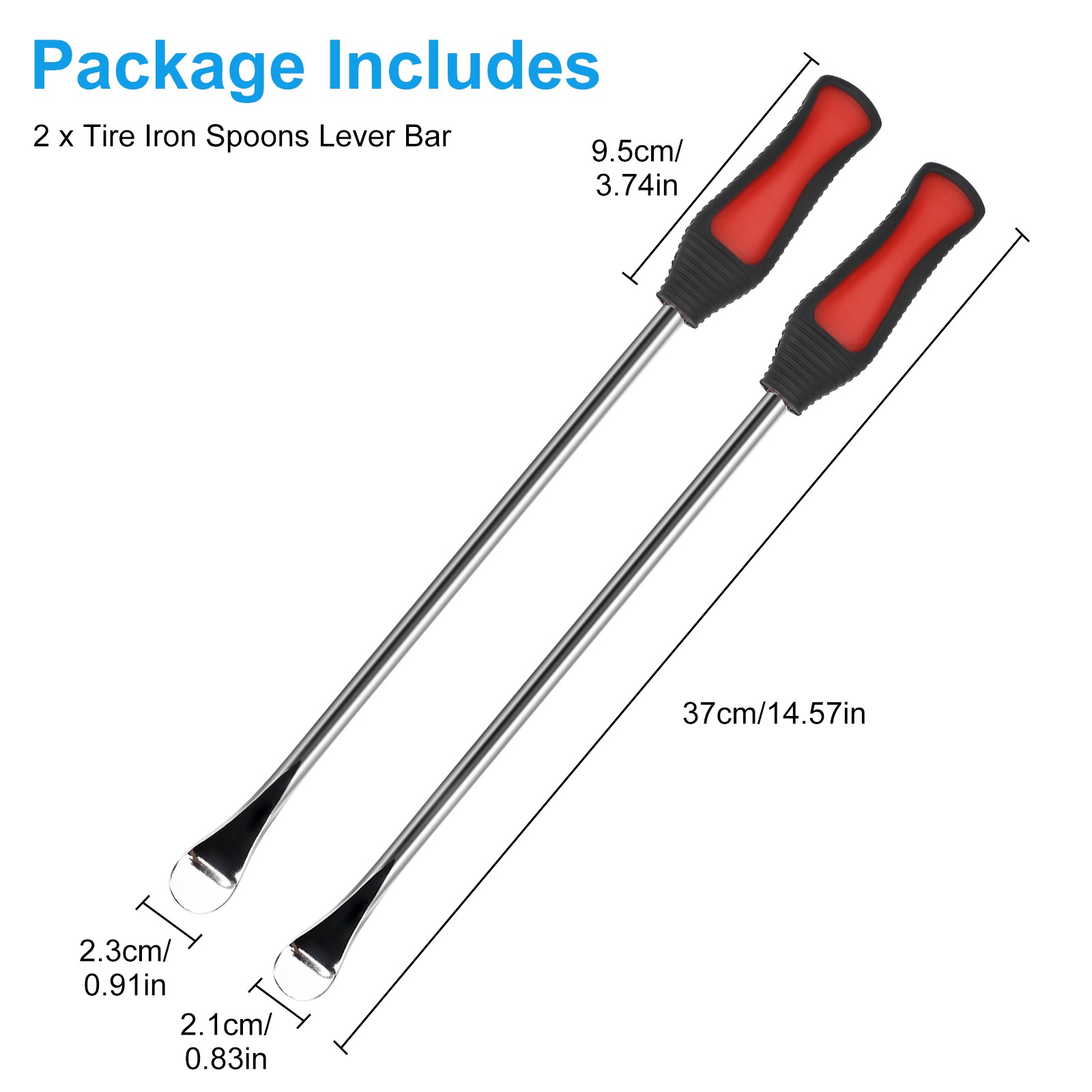 2Pcs 14.5″ Steel Tire Spoon Lever Iron Bar Kit Car Motorcycle Tyre Changing Tool