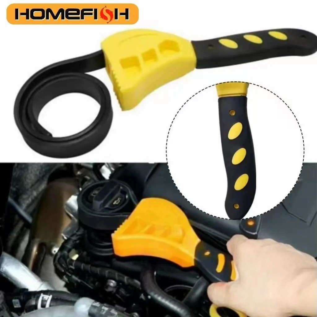 6″ Adjustable Rubber Belt Strap Wrench Metal Pipes Oil Water Filter Removal Tool
