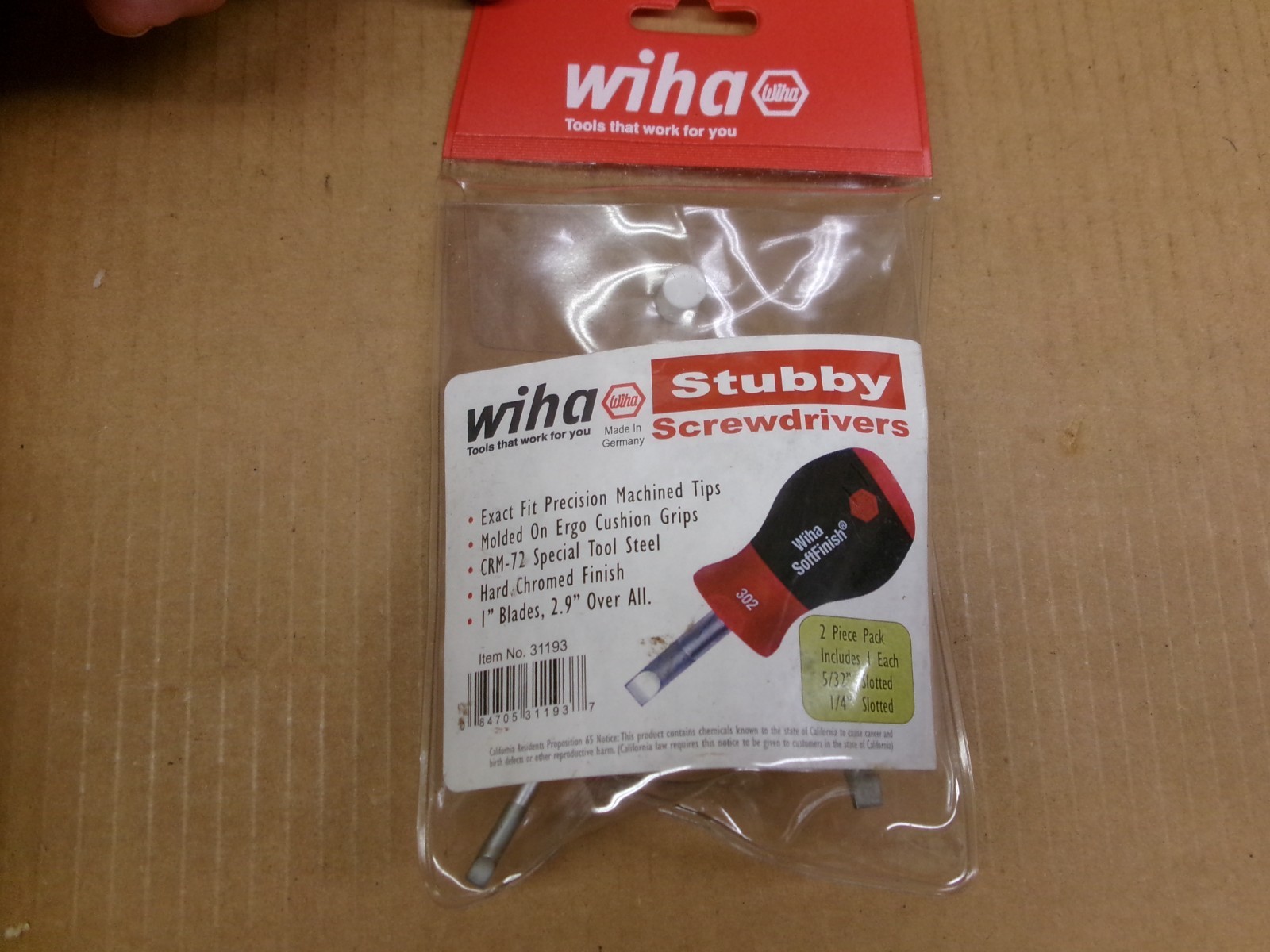 Wiha Germany 2-Piece Stubby Straight Blade Screwdriver Set No 31193