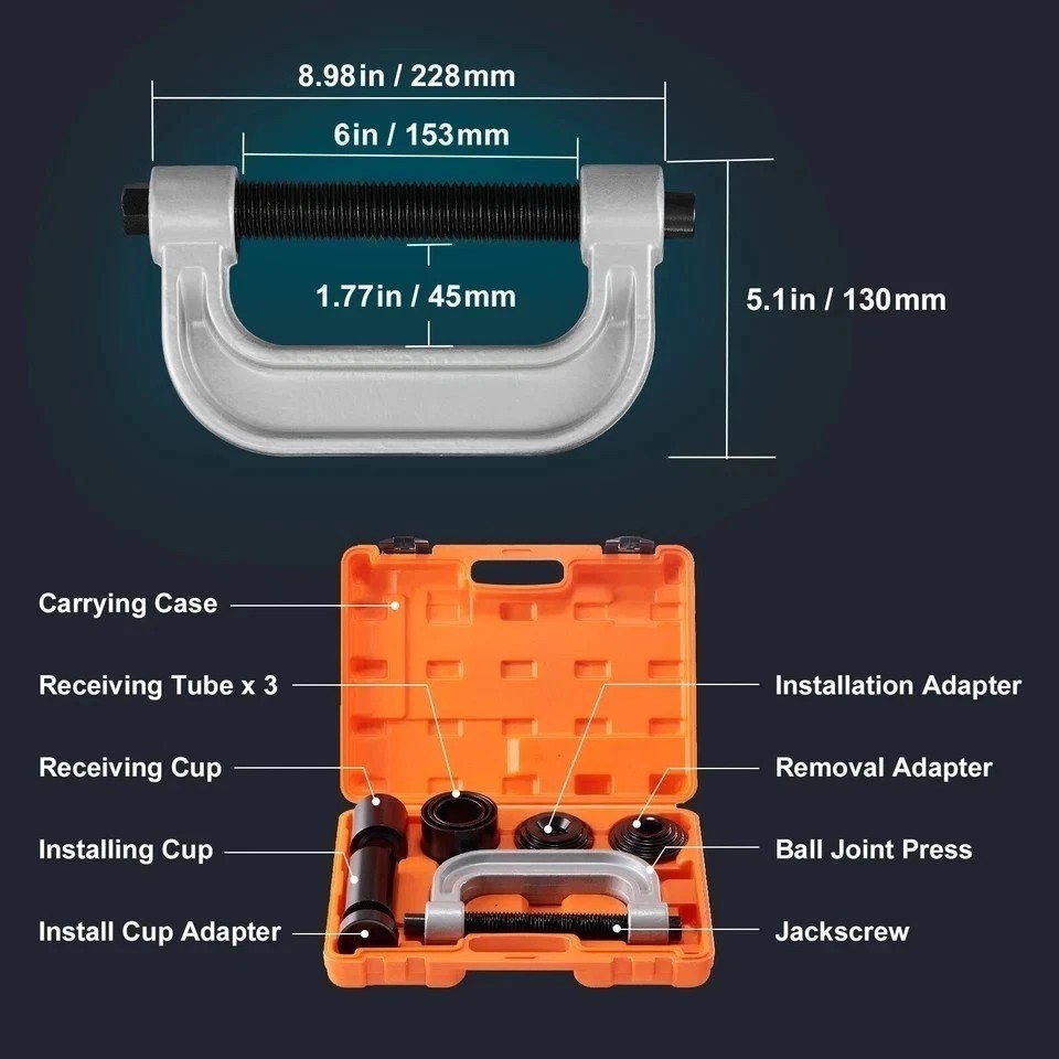 Ball Joint Press Kit C-press Ball Joint Tools 10 pcs Automotive Repair Kit