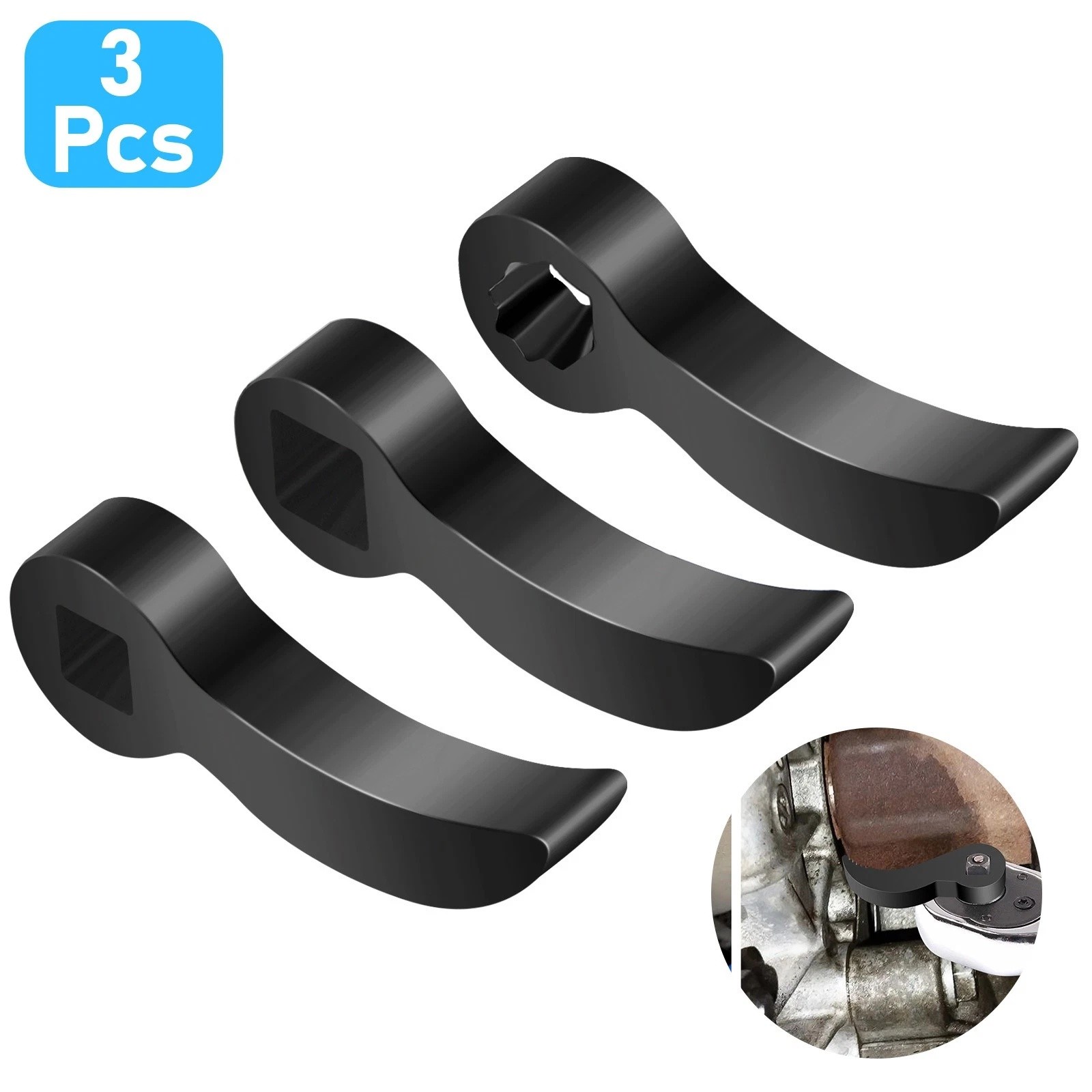 3 PCS 1/2 in 3/8 in Pry Bar Tool Head Adapter for Automotive Disassembly Work