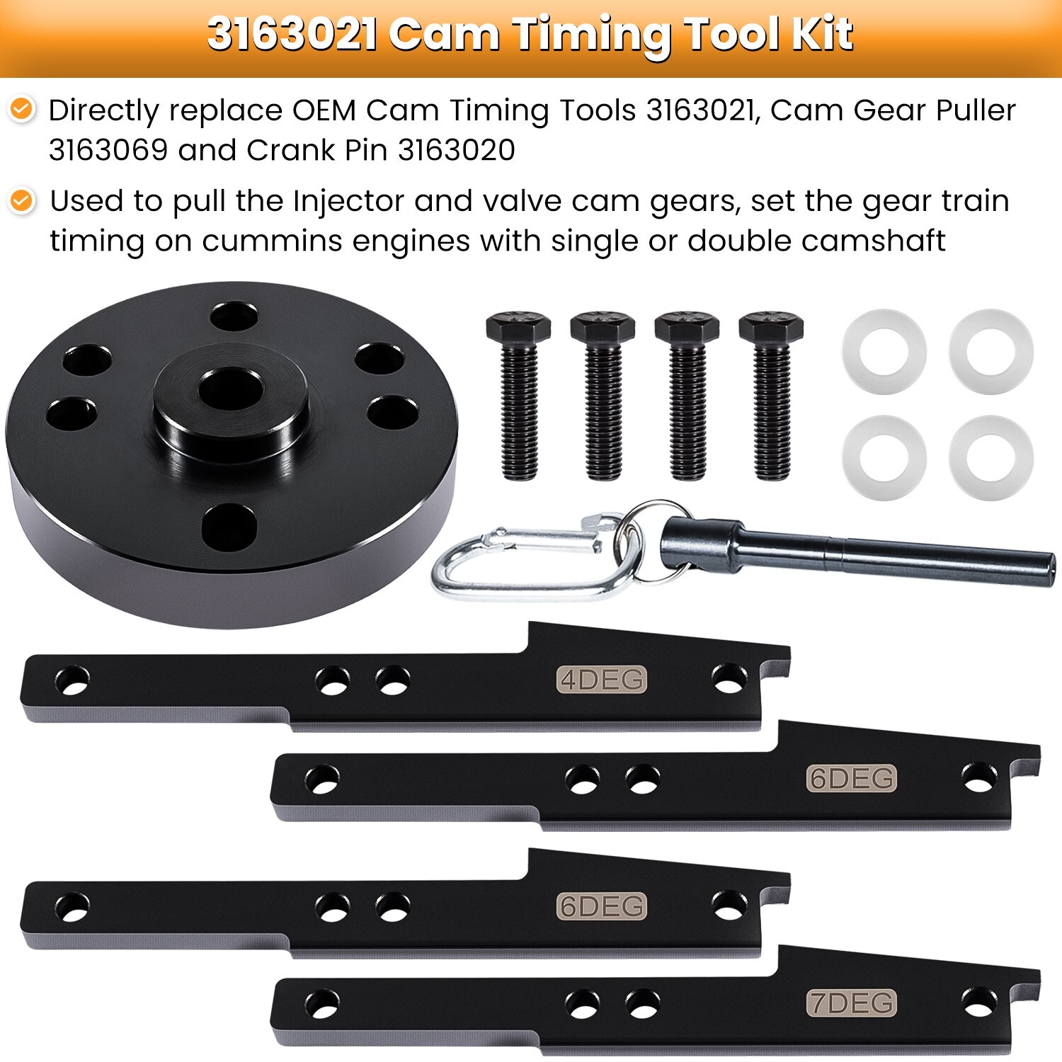 3163021 Cam Timing Tool Kit for Cummins ISX QSX Engine 2007-2017 3163530 (14PCS)