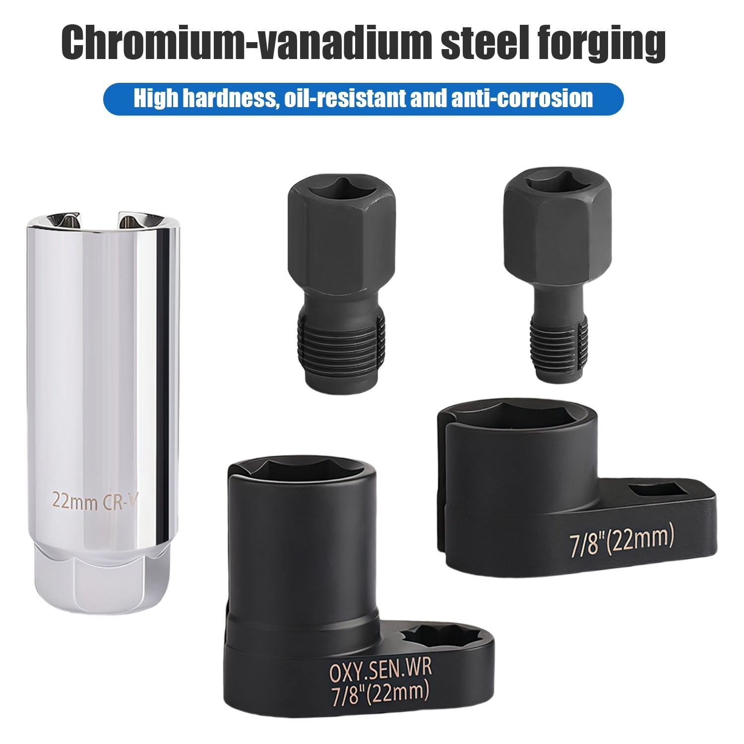 5PCS Automotive O2 Oxygen Sensor Socket Set Offset 02 Sensor Wrench Remover Tool