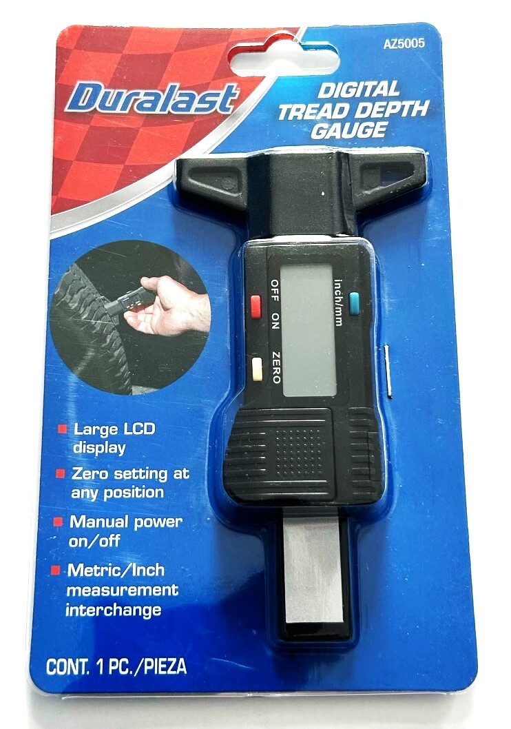 DURALAST PROFESSIONAL DIGITAL TIRE TREAD DEPTH/BRAKE PAD GAUGE SAE/METRIC AZ5005