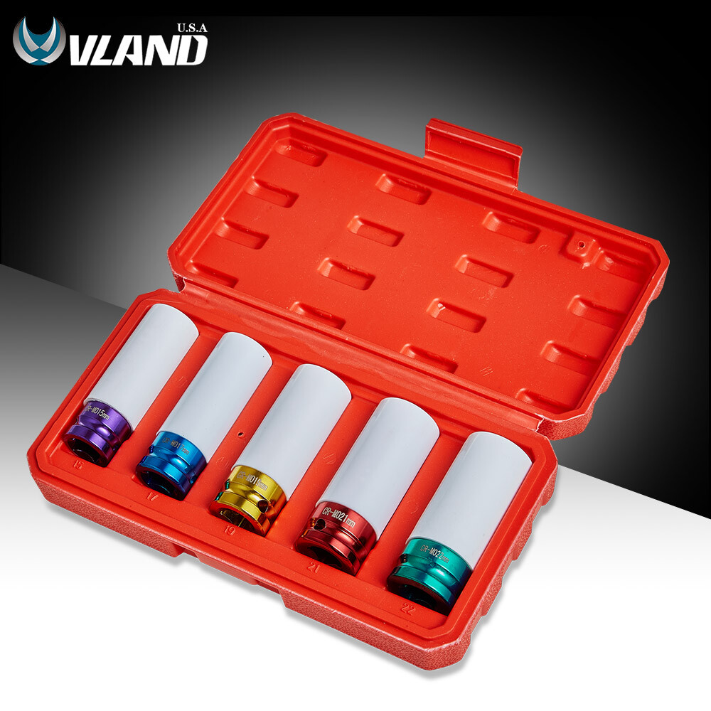 5Pcs/Set Lug Nut Socket Impact Socket 1/2″ Wheel Protector 15/17/19/21/22mm