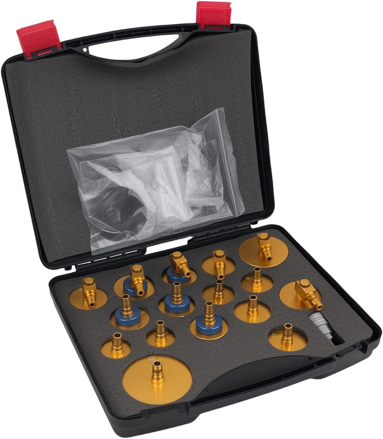 Brake Bleeder Adapter Kit 17 Pcs for Most Cars Aluminum Pressure Bleeding Tool