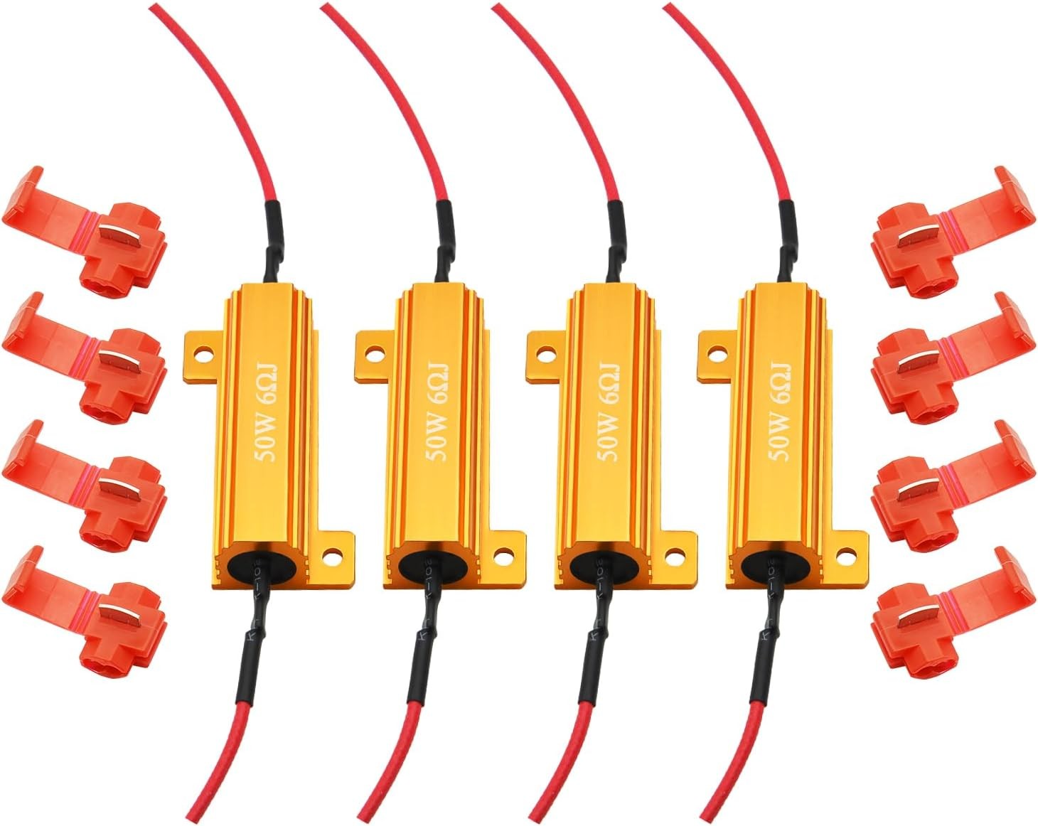AUXLIGHT 4Pcs Quality 50W 6ohm Load Resistors – Fix LED Bulb 4 Pieces, Gold