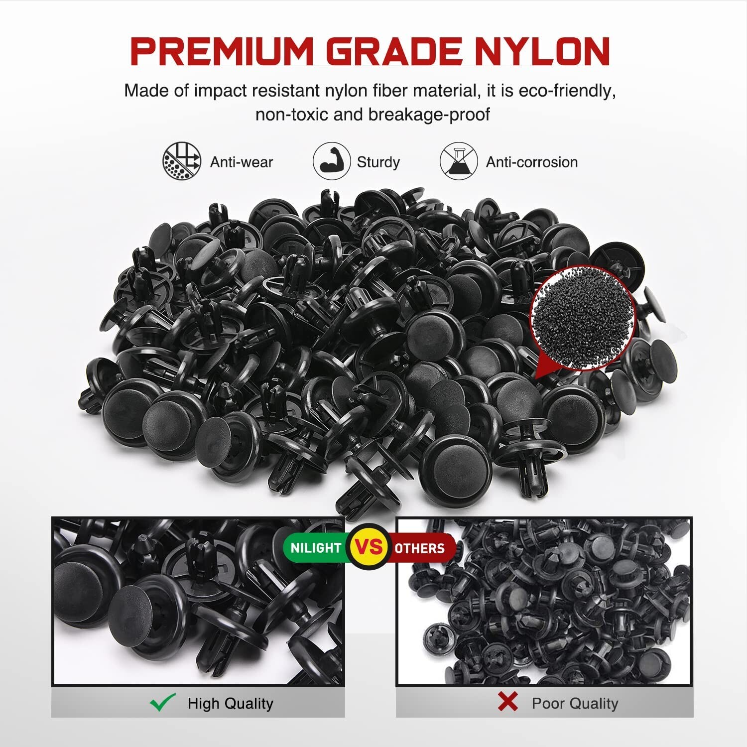Nilight 40PCS Nylon Engine Under Cover Push-Type Retainer Clips 2 Years Warranty