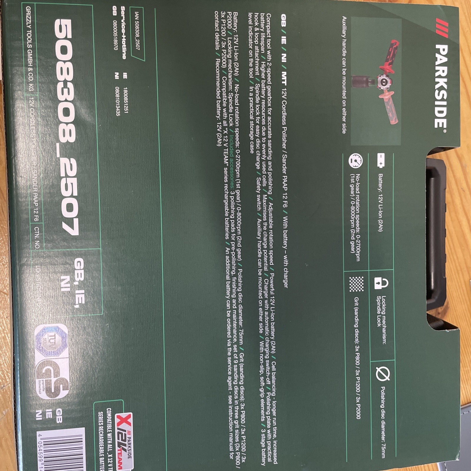 Parkside Cordless 12V Mini Polisher Sander With Battery & Charger NEW