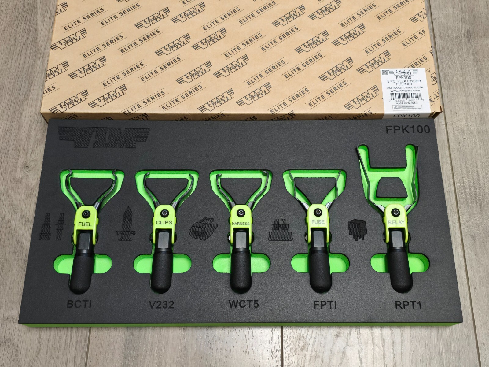 Vim Tools 5pc Flex Finger Clip, Puller & Disconnect Tool Set w/Foam Tray #FPK100