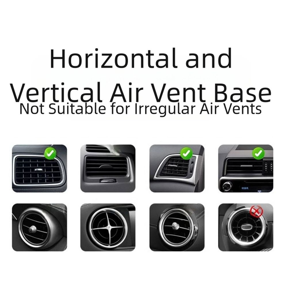 Black Silver Car Air Vent Phone Holder Compatible with Phones For 47 to 72 Inch