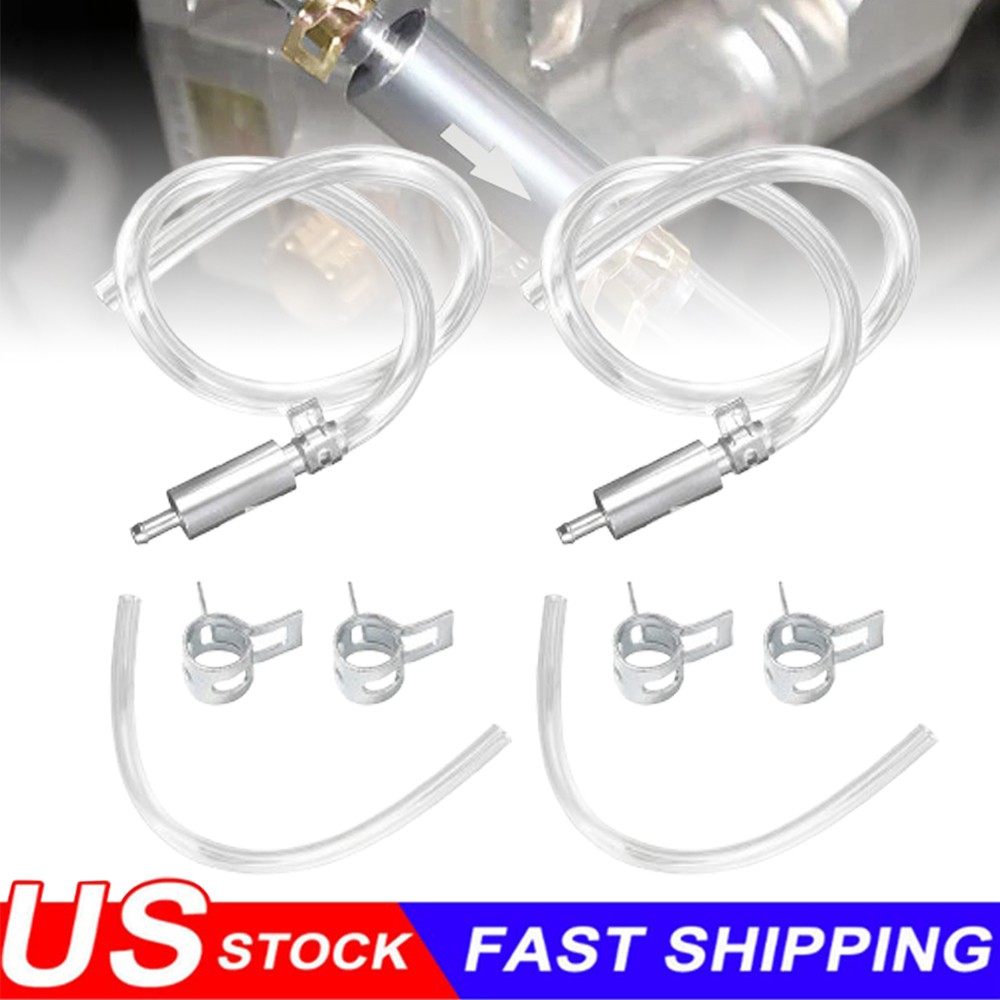 2 SET Universal One Way Brake Bleeder Kit Check Valve with Clear Hose & Clamps