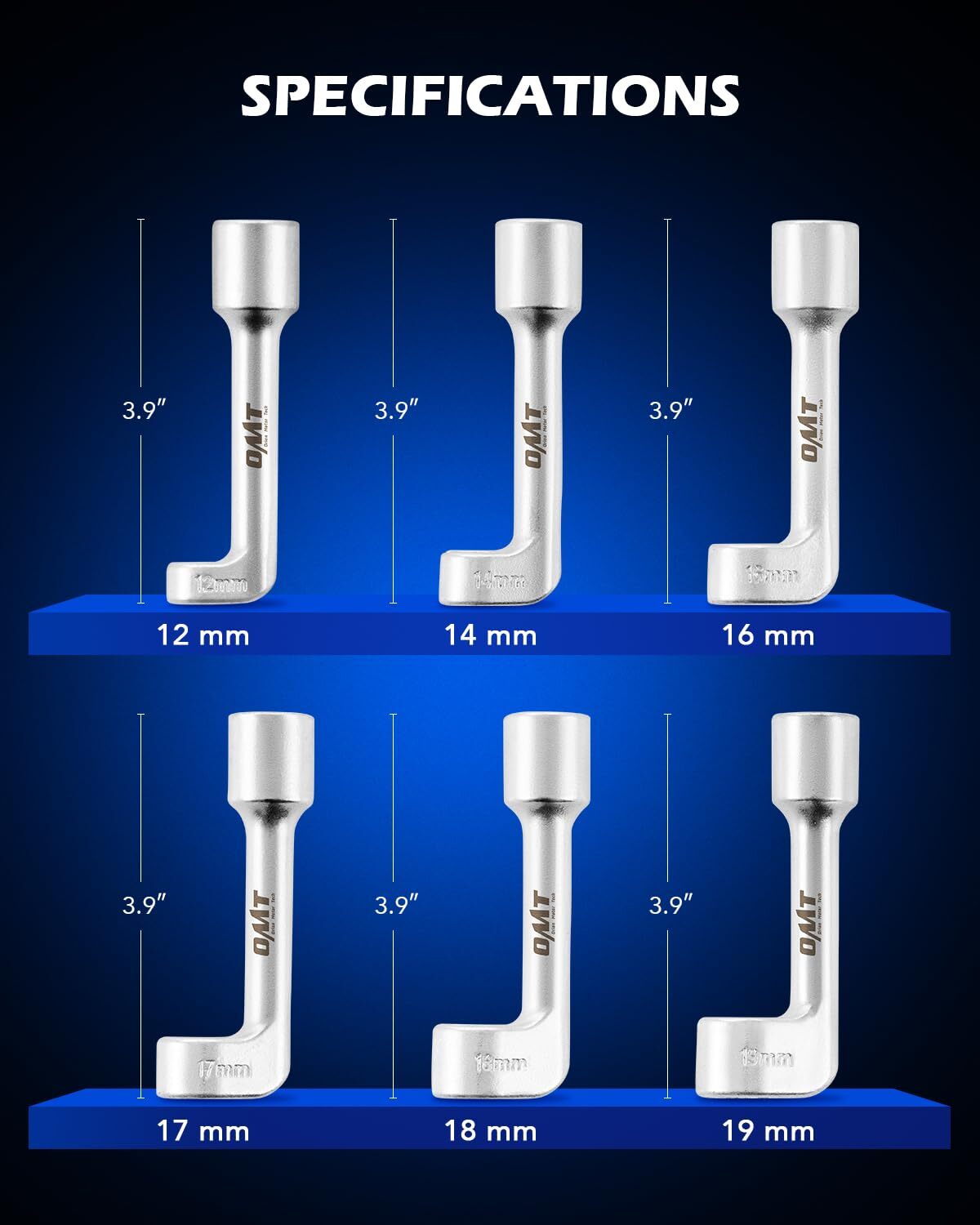 Orion Motor Tech 1/2 Dr Diesel Injector Line Socket Wrench Set, 6pc 12pt Diesel