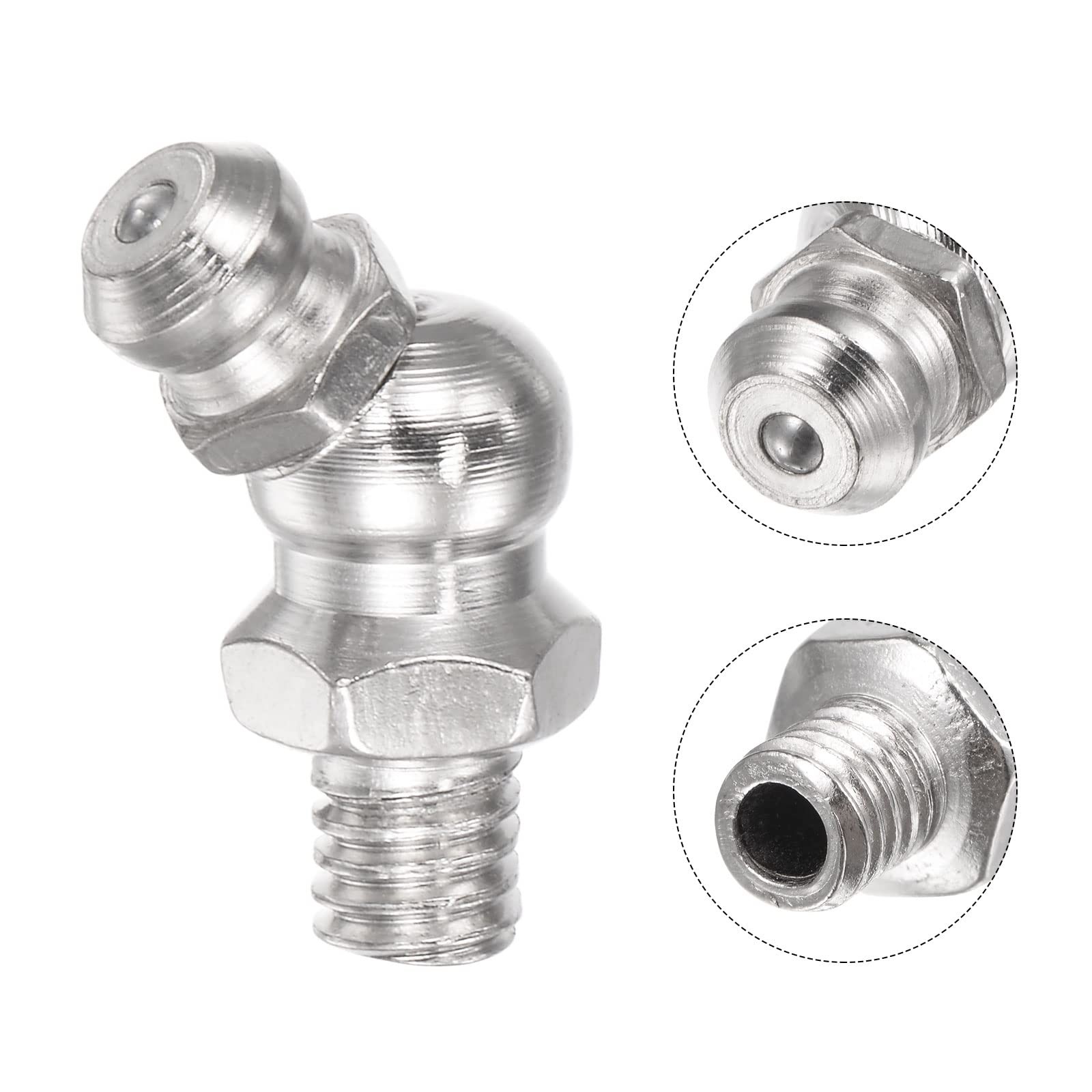 uxcell Nickel-Plated Iron 45 Degree Grease Fitting M6 x 1mm Thread x