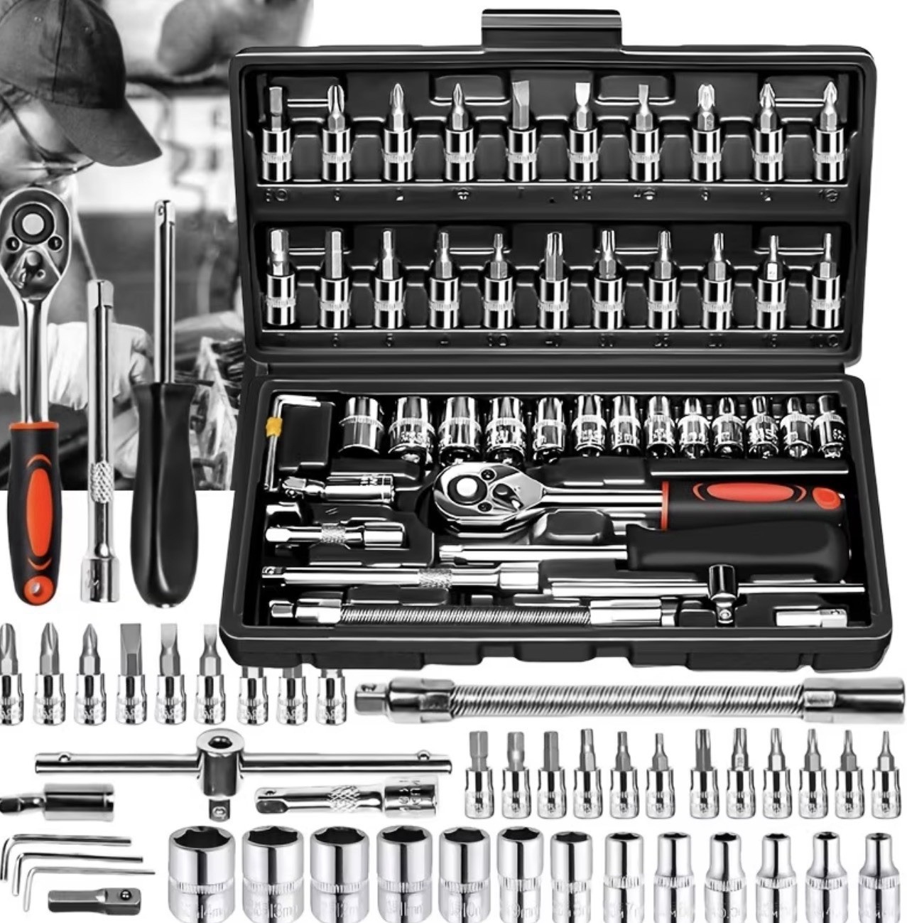 46 Piece Set Of car repair tool kit Wrenche