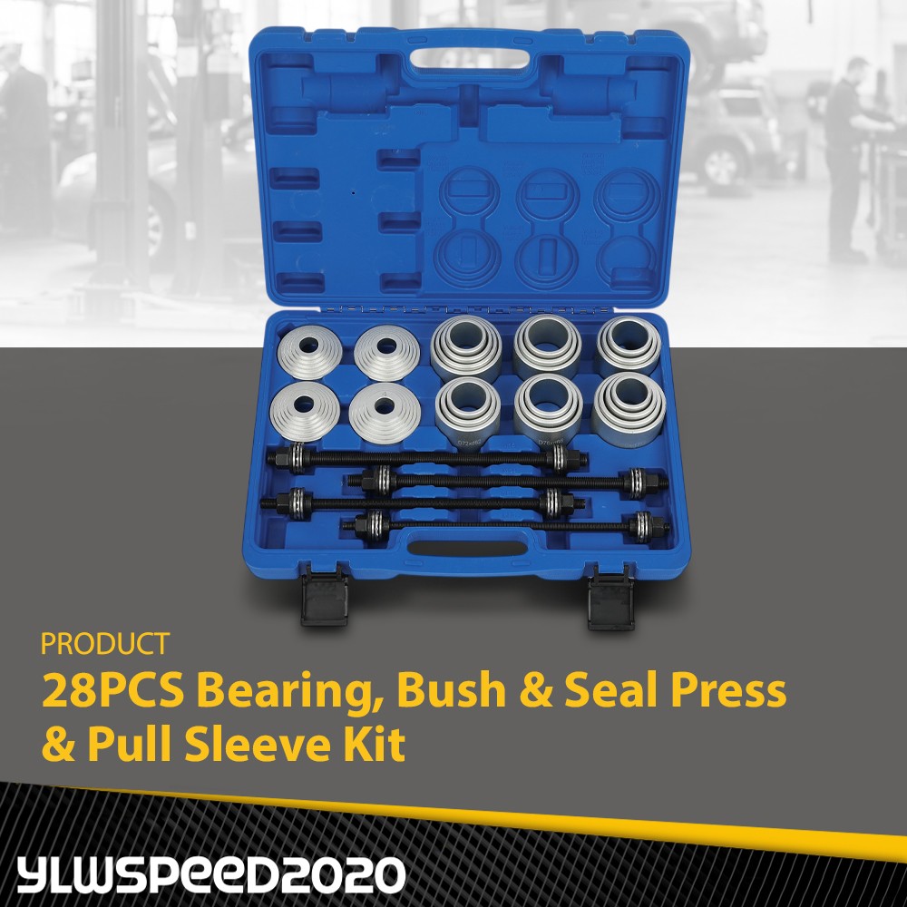 Universal Press Pull Sleeve Kit Bush Bearing Removal Insertion Tool Kit Set 28PC