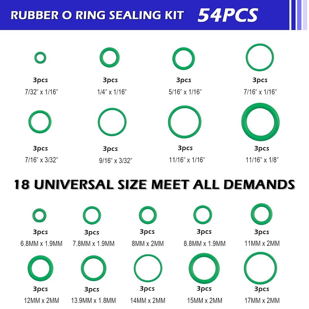 AC System O Ring Kit 139 Pieces Rubber and Metal Gaskets for Sealing Tasks