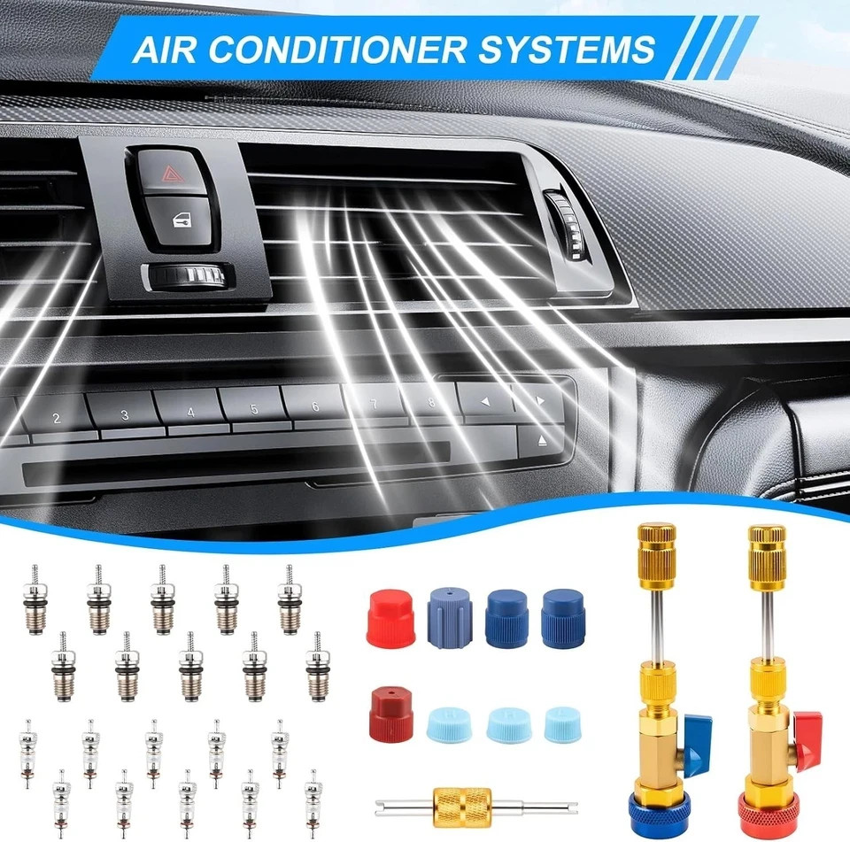 31Pcs R134A A/C Car Air Conditioning Valve Core Remover Tool High Low Pressure..