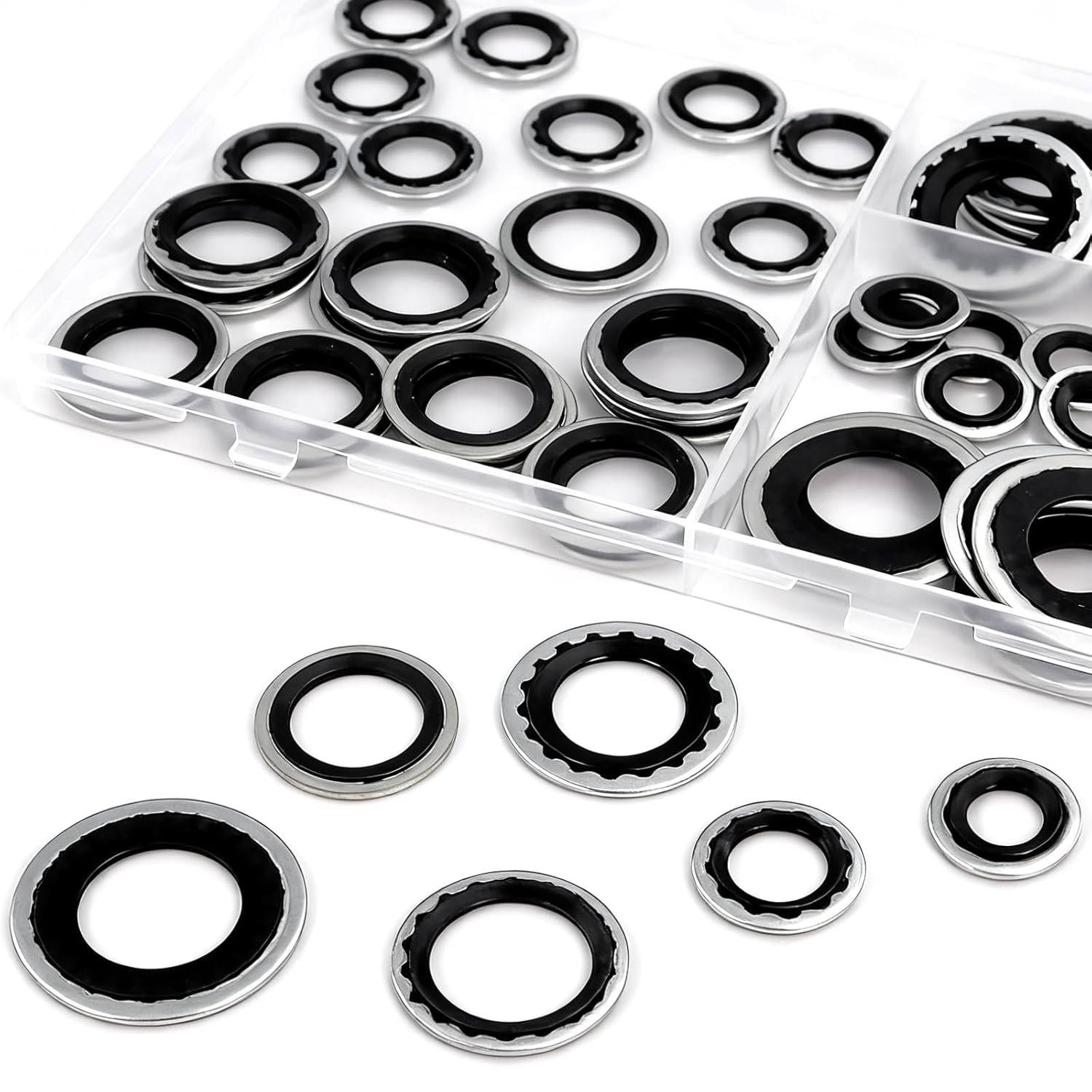 52 pcs R134a AC Gasket Kit Automotive Air Conditioner Compressor Seal Washer Set