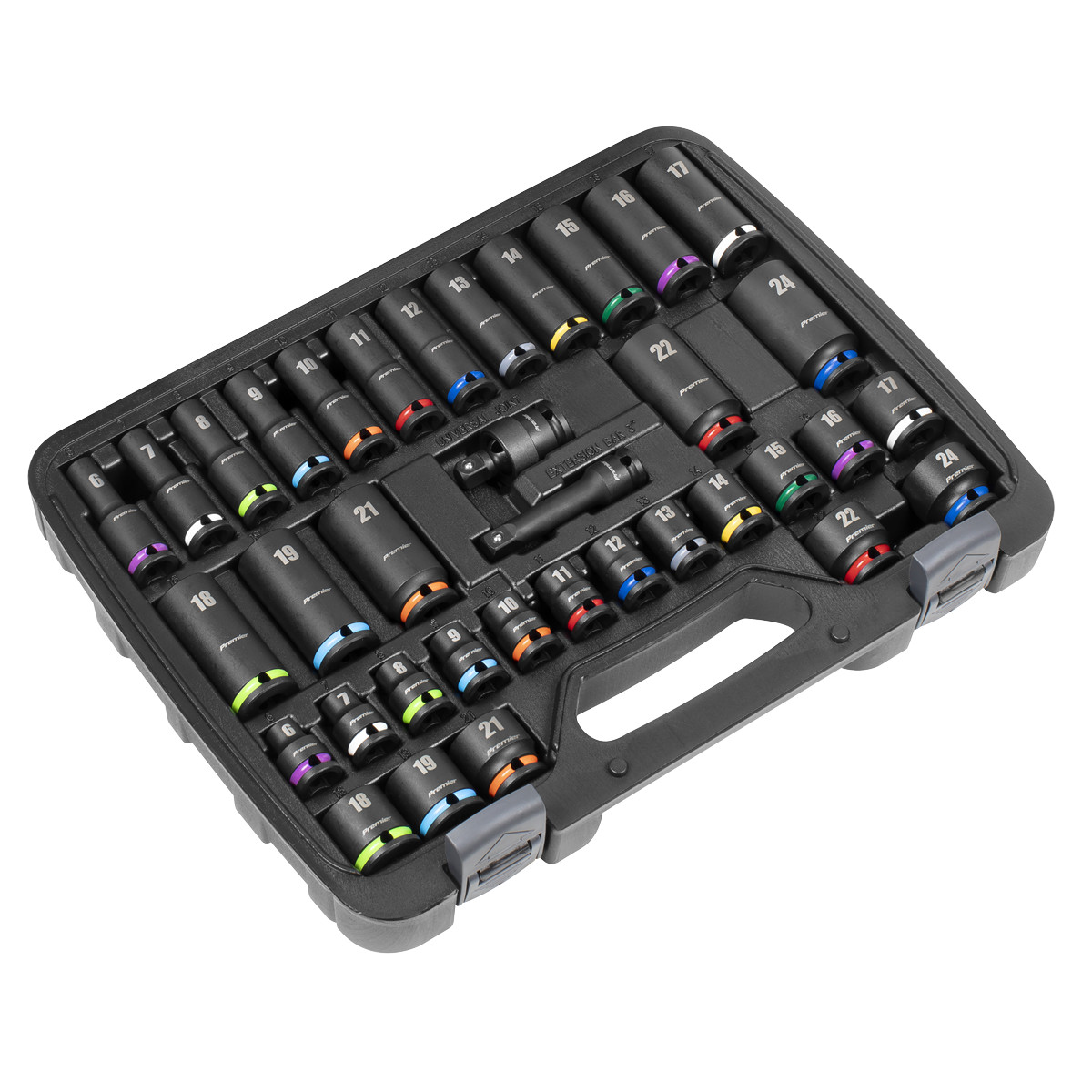 Premier Impact Socket Set 3/8″ Square Drive 36 Pieces Hardened Tempered AK5633M