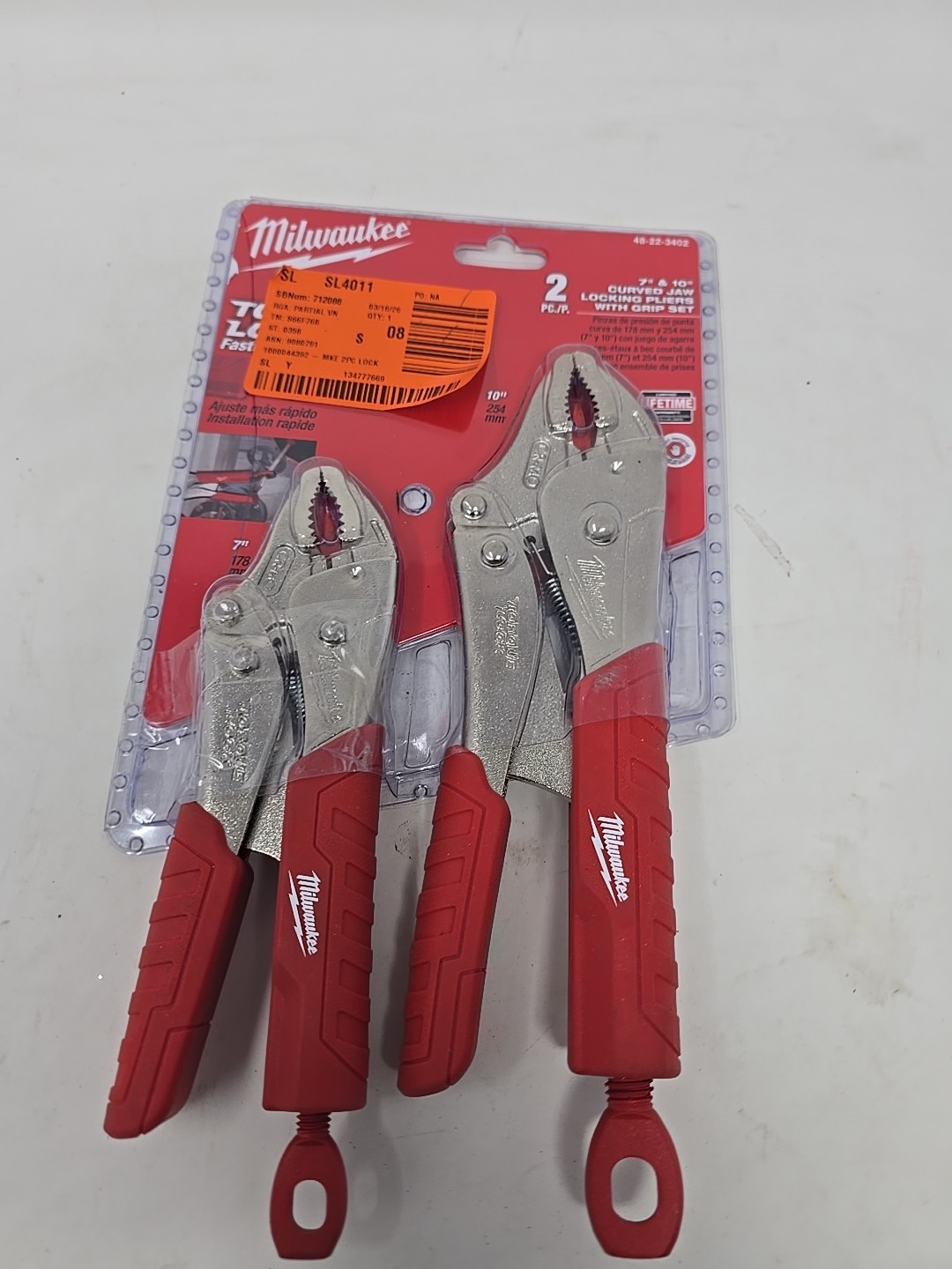 Milwaukee 48-22-3402 2pc 7″ & 10″ TORQUE LOCK Curved Jaw Locking Pliers Set