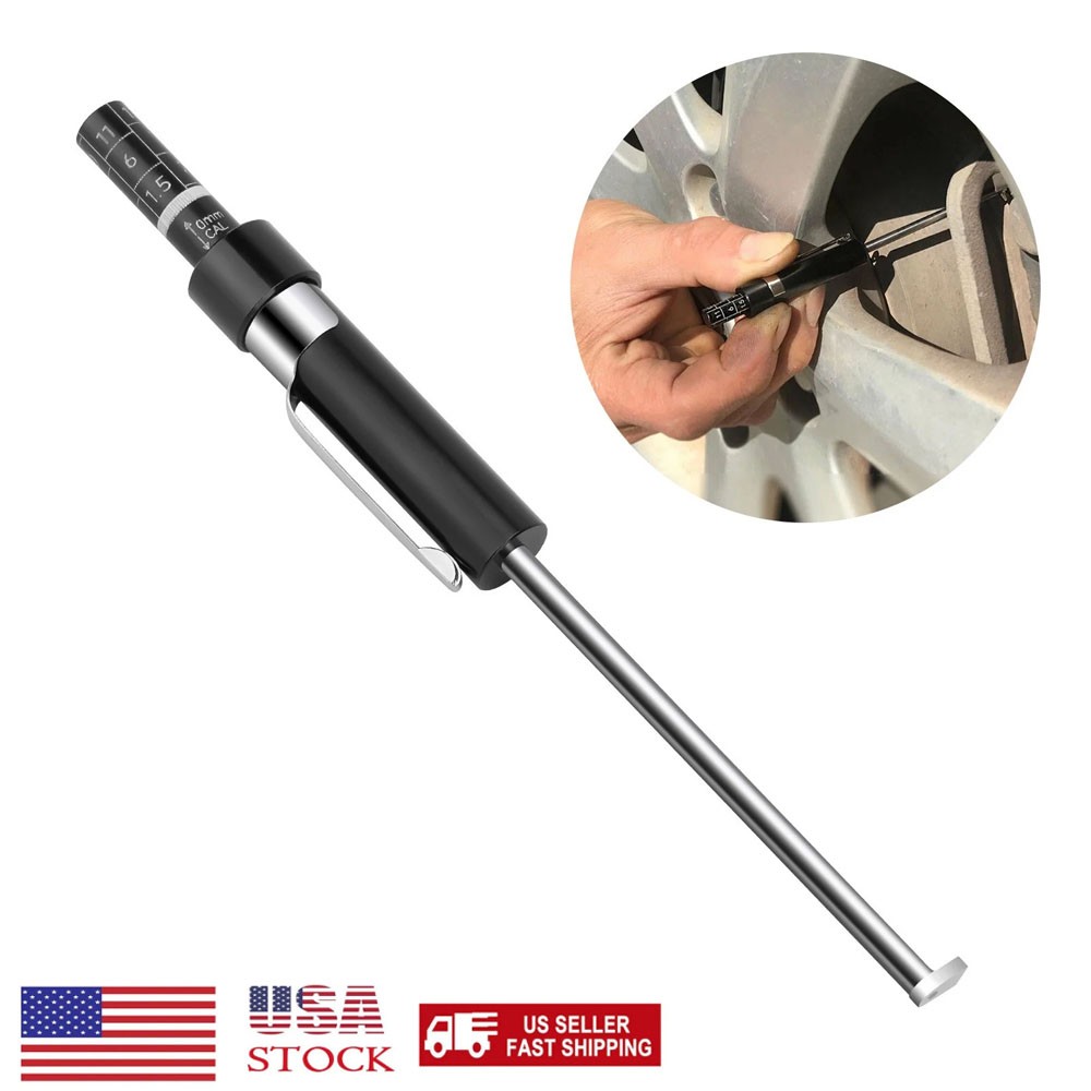 Brake Pad Thickness Gauge Measure Tool w/ Scale car Detection Pen Base Plate 6mm