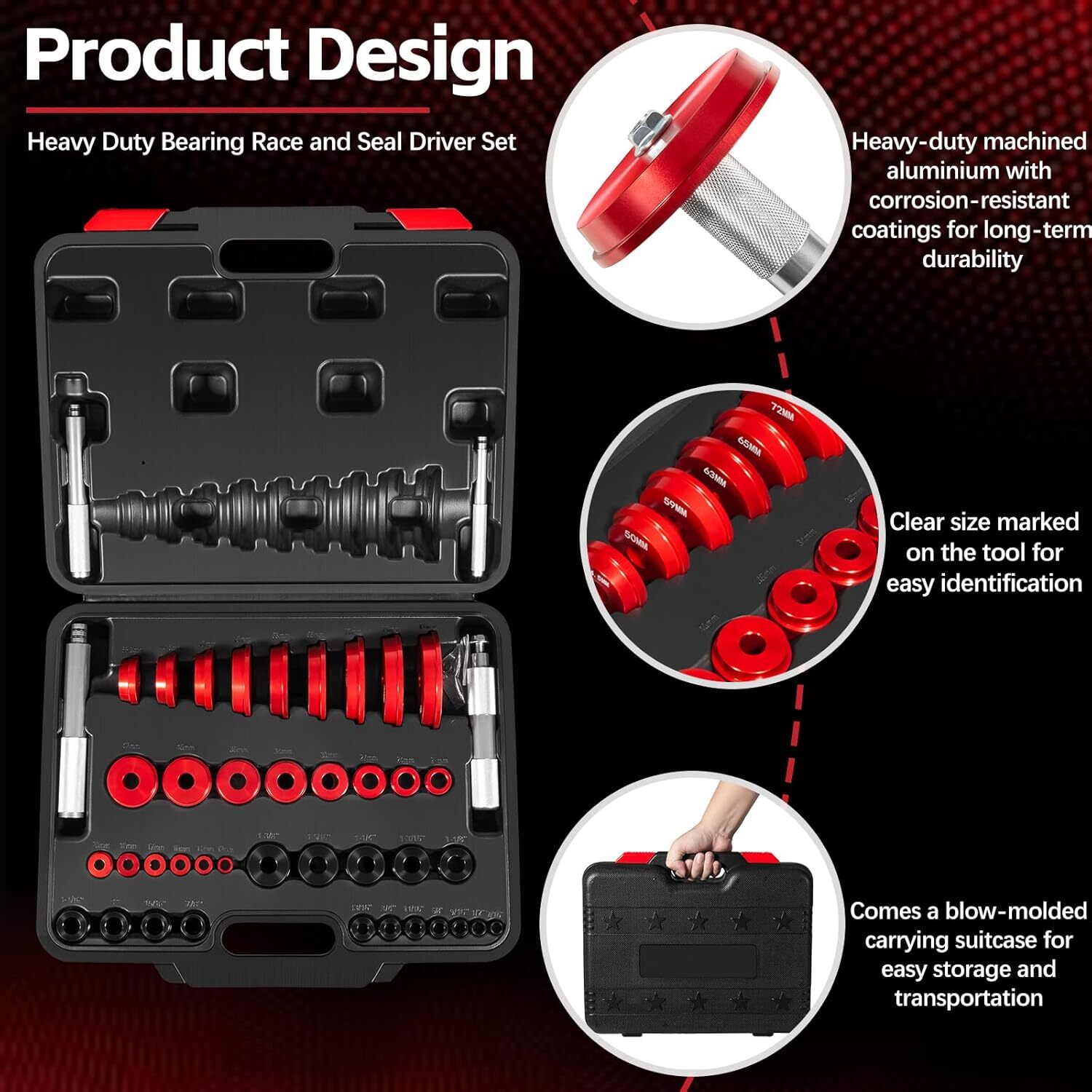 Bearing Press Kit, Bearing Race and Seal Driver Set, for Bearing Installation