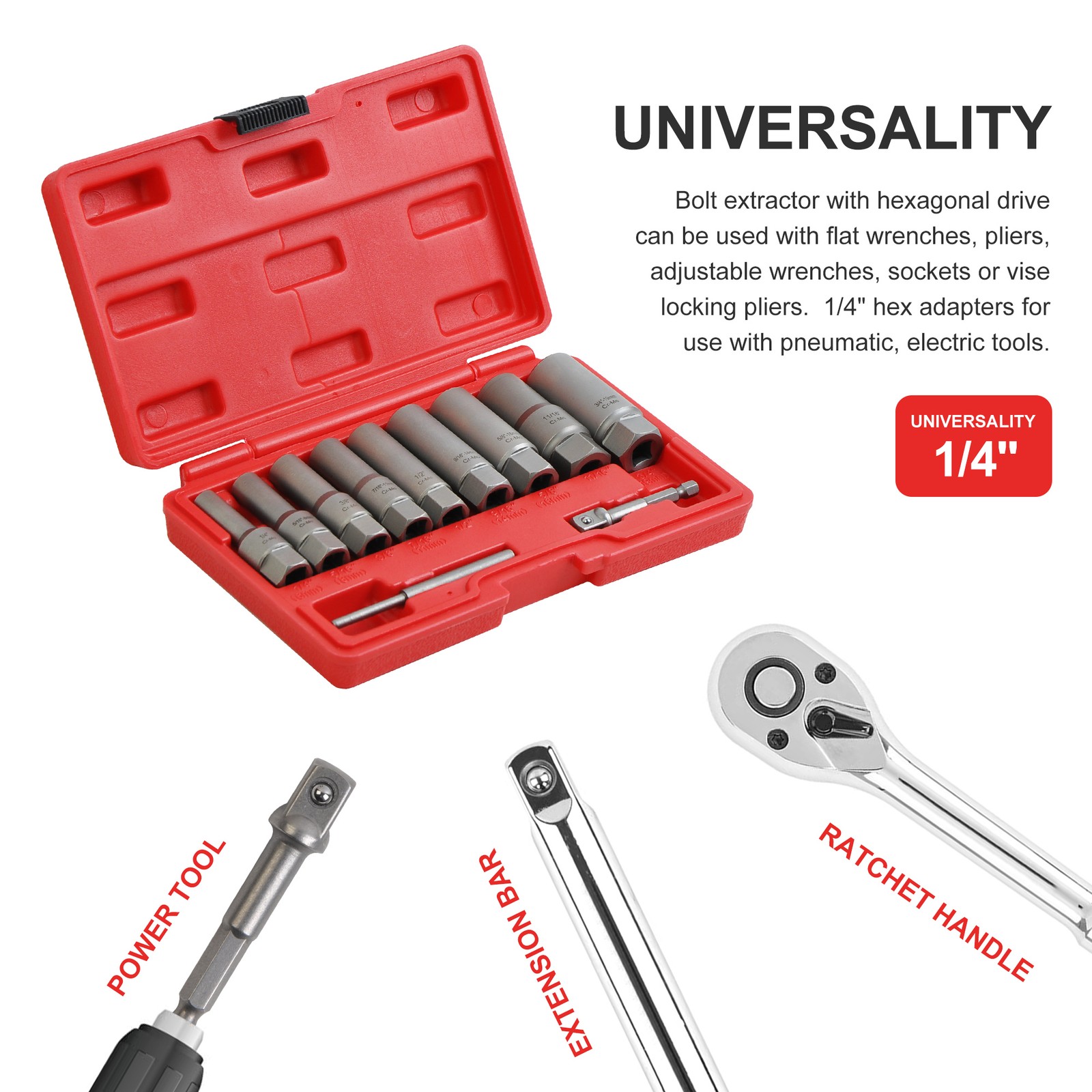 11PCS Spiral Type Bolt Extractor Tool, Broken Lug Nut Bolt Remover Easy-Out Set
