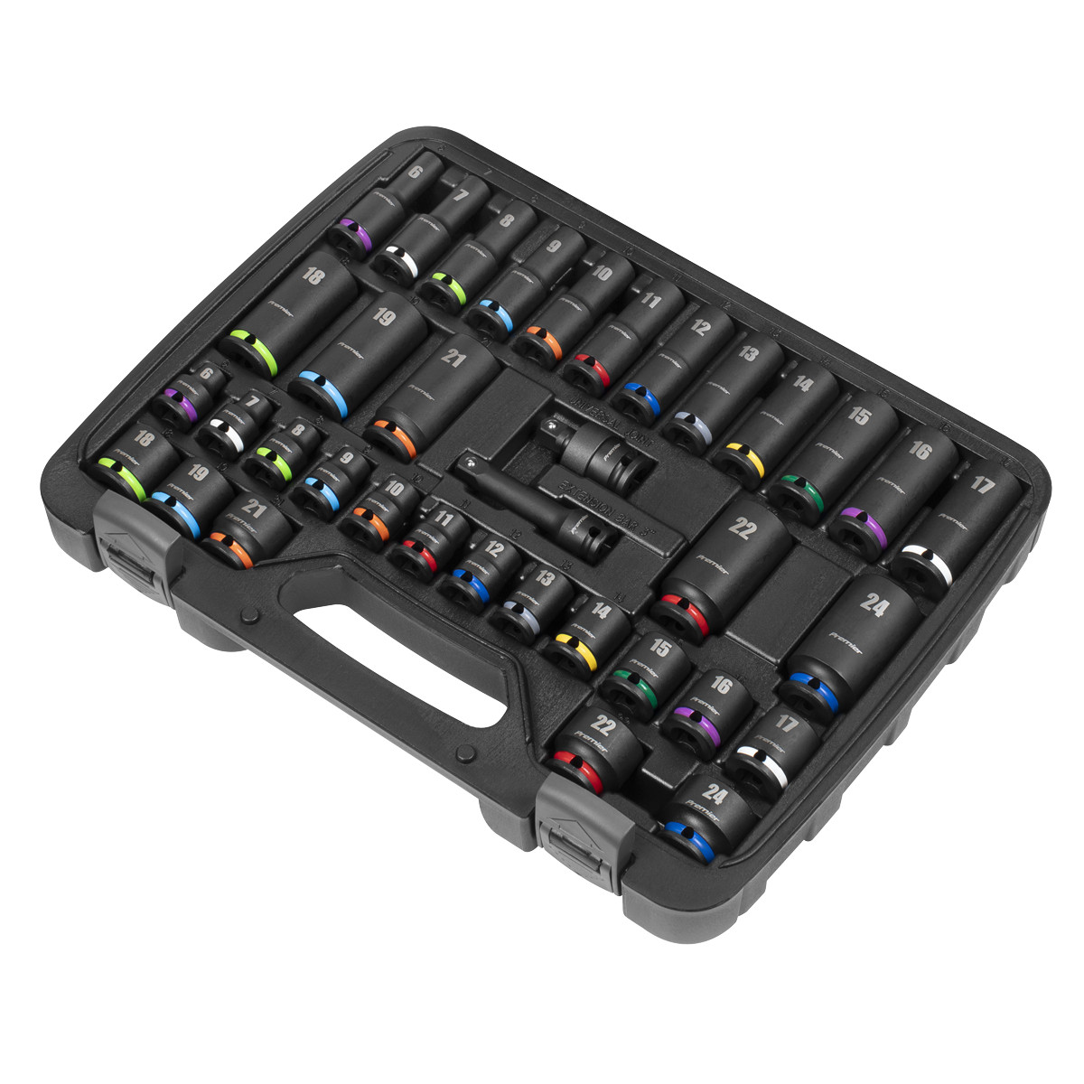 Premier Impact Socket Set 3/8″ Square Drive 36 Pieces Hardened Tempered AK5633M