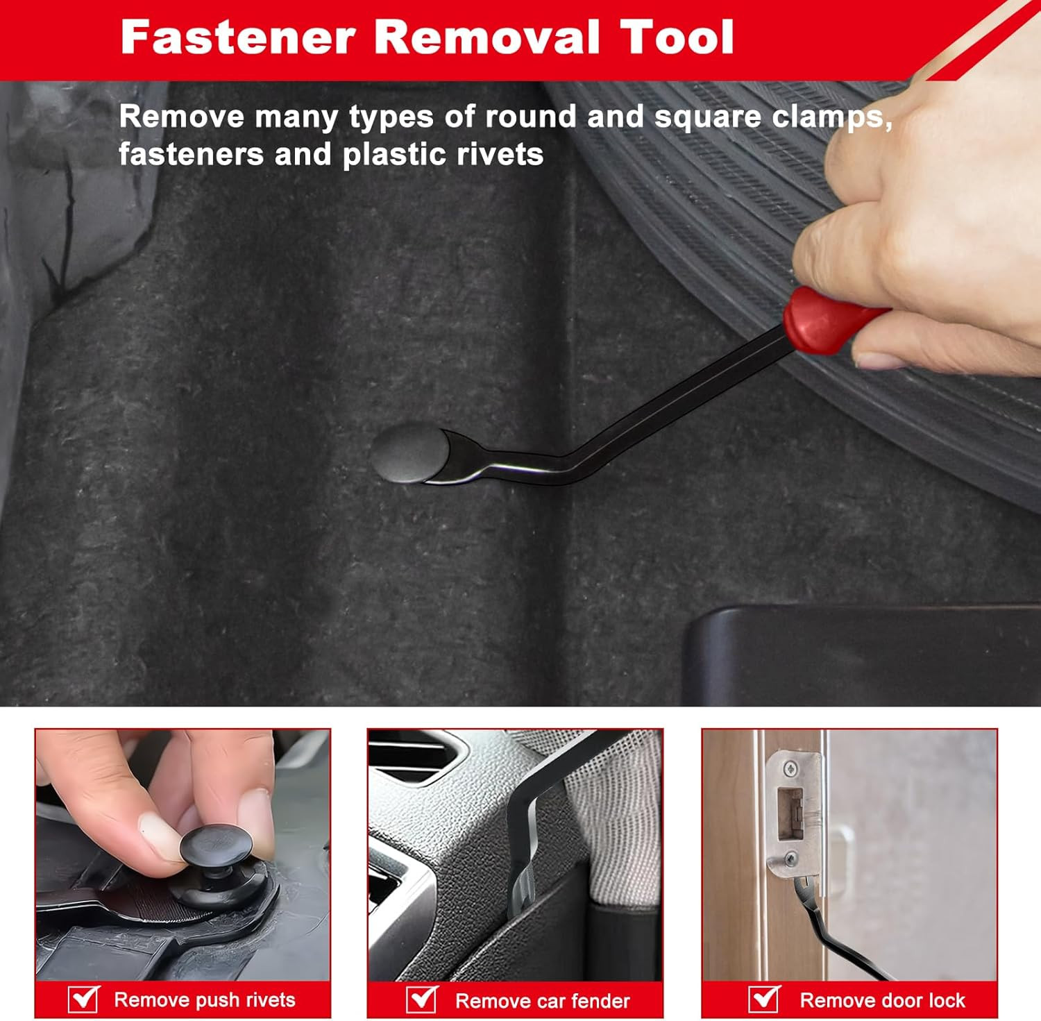 3 Pcs Clip Remover Tool, Clip Pliers Set Fastener Removal Tool , Auto Trim Remov