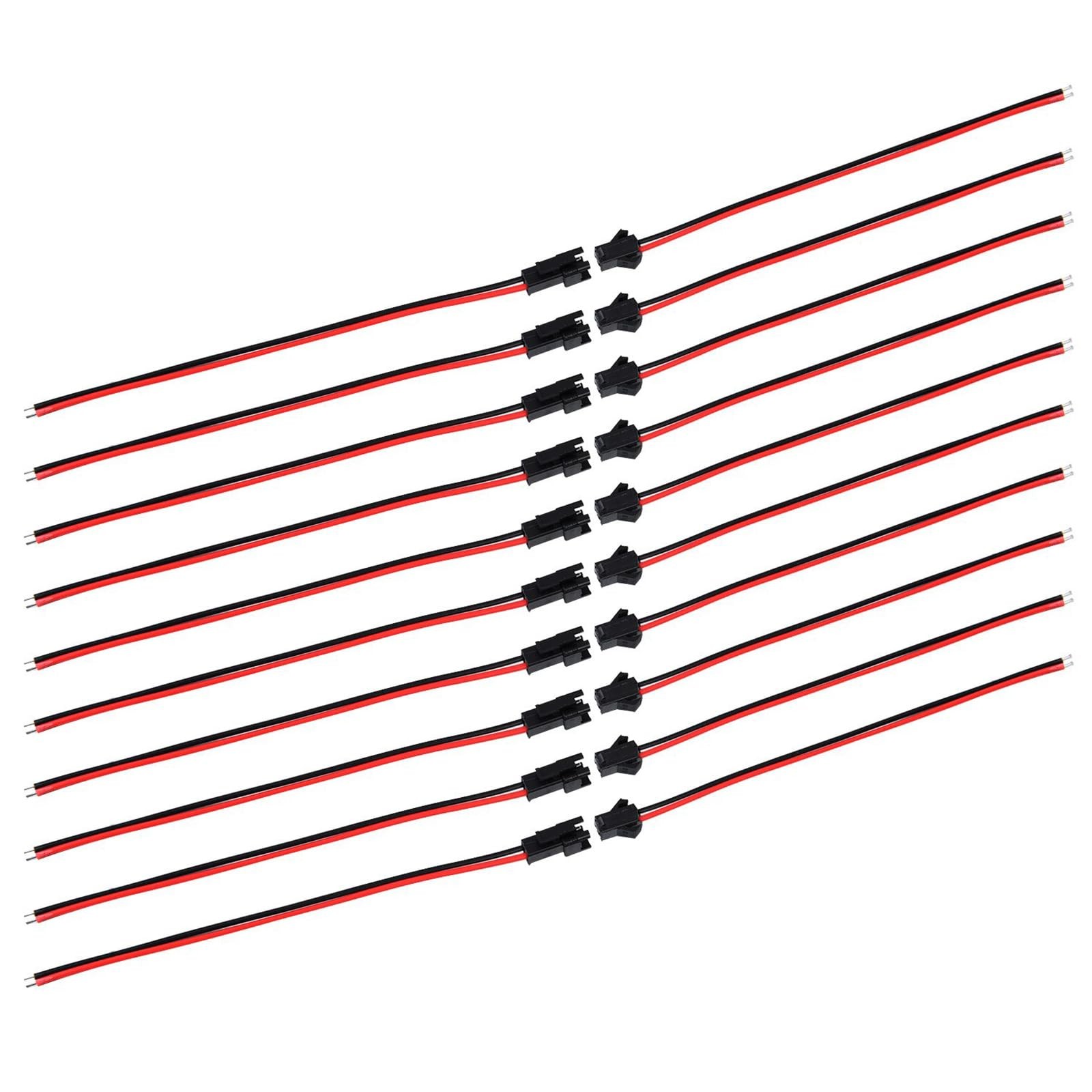 22 AWG JST SM 2 Pin Plug Male and Female 135 millimeters, Red Black