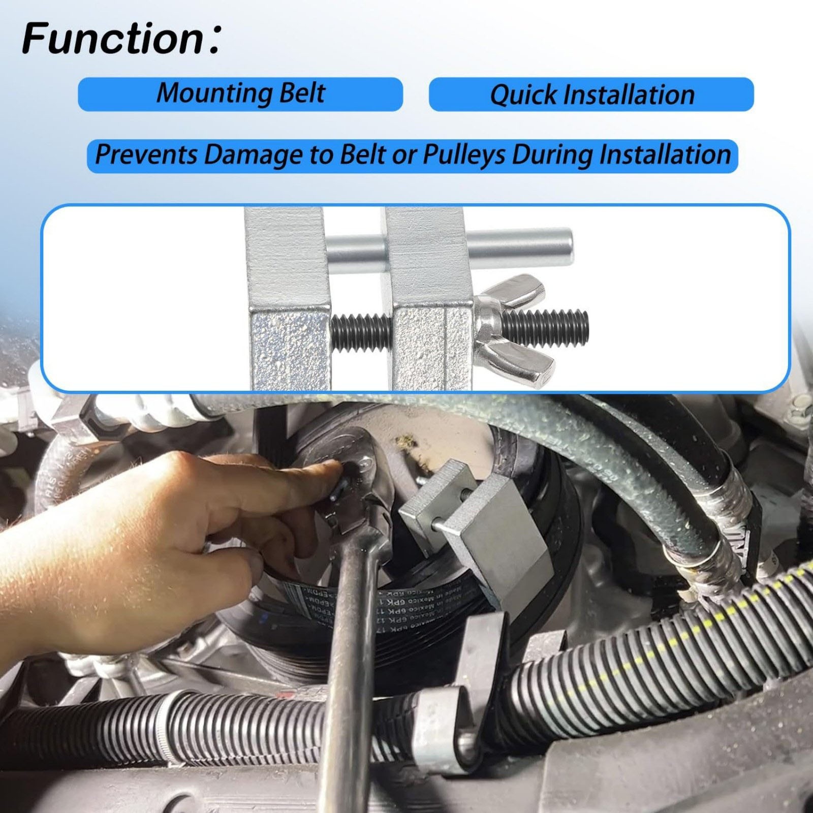 59350 Stretch Belt Installer for Extra-Deep Double Pulleys for Ford 3.5L 3.7L V6