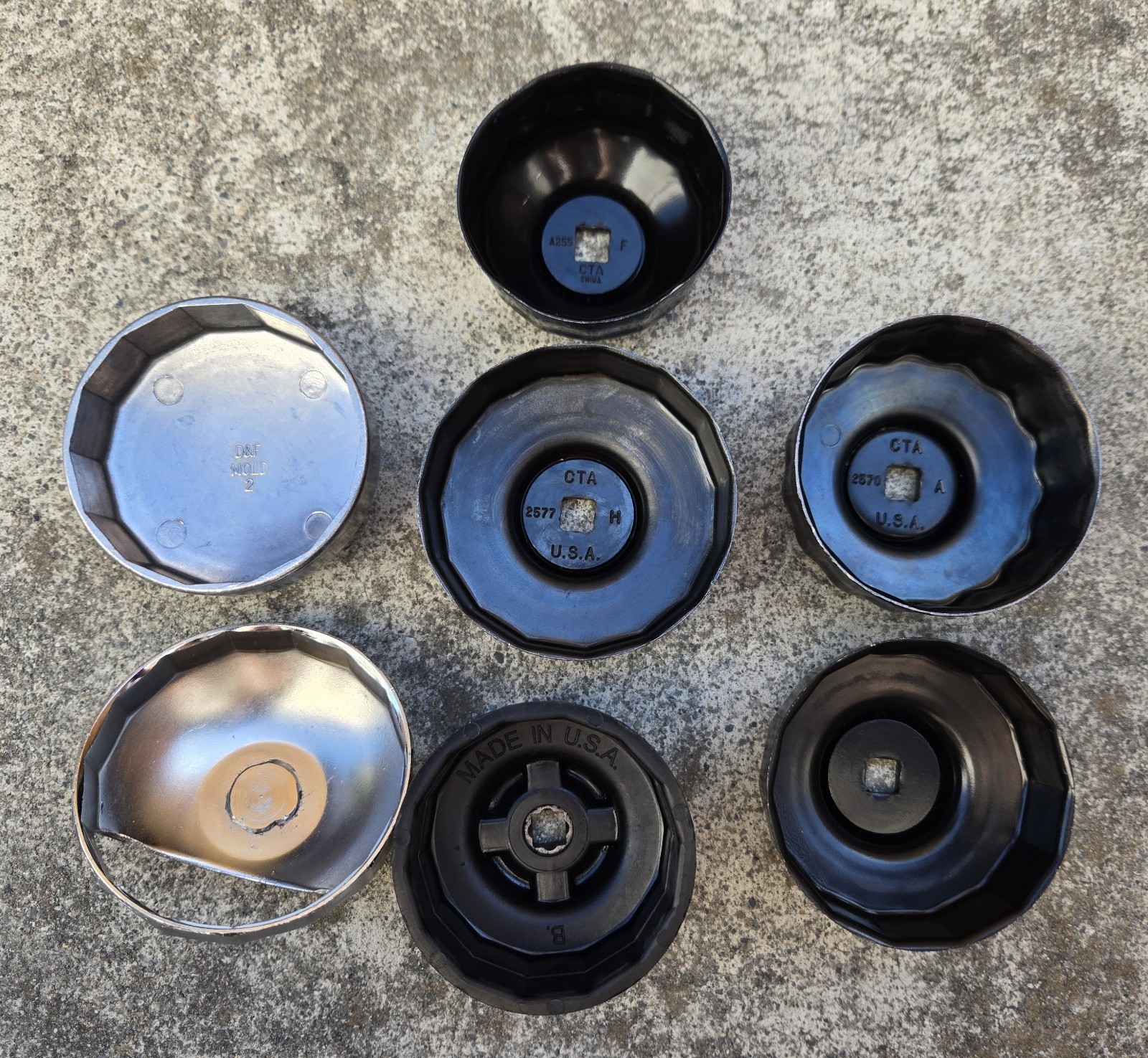 7pc Cap Oil Filter Wrench Socket Tool Lot OTC Toyota CTA Made in USA Vintage
