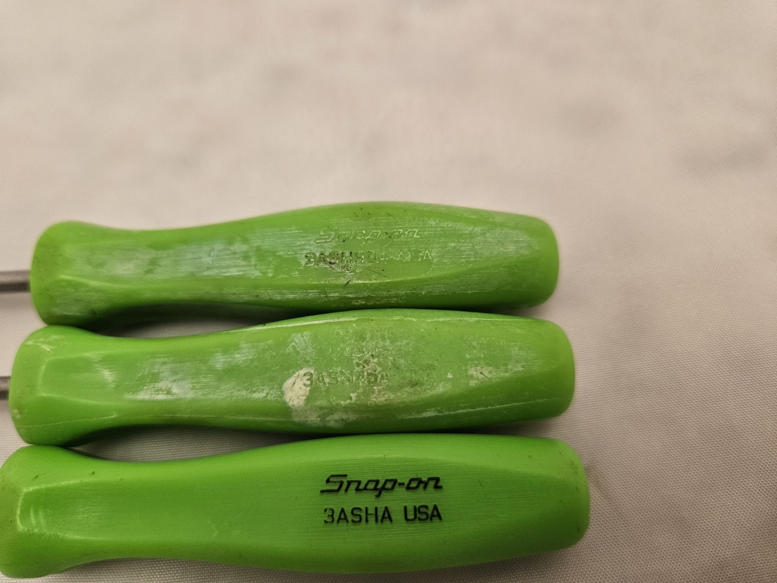 Snap-on 3Pc Mini Hook Pick Set Green Hard Handle USA 3ASHA 3ASH45A 3ASH90A TB