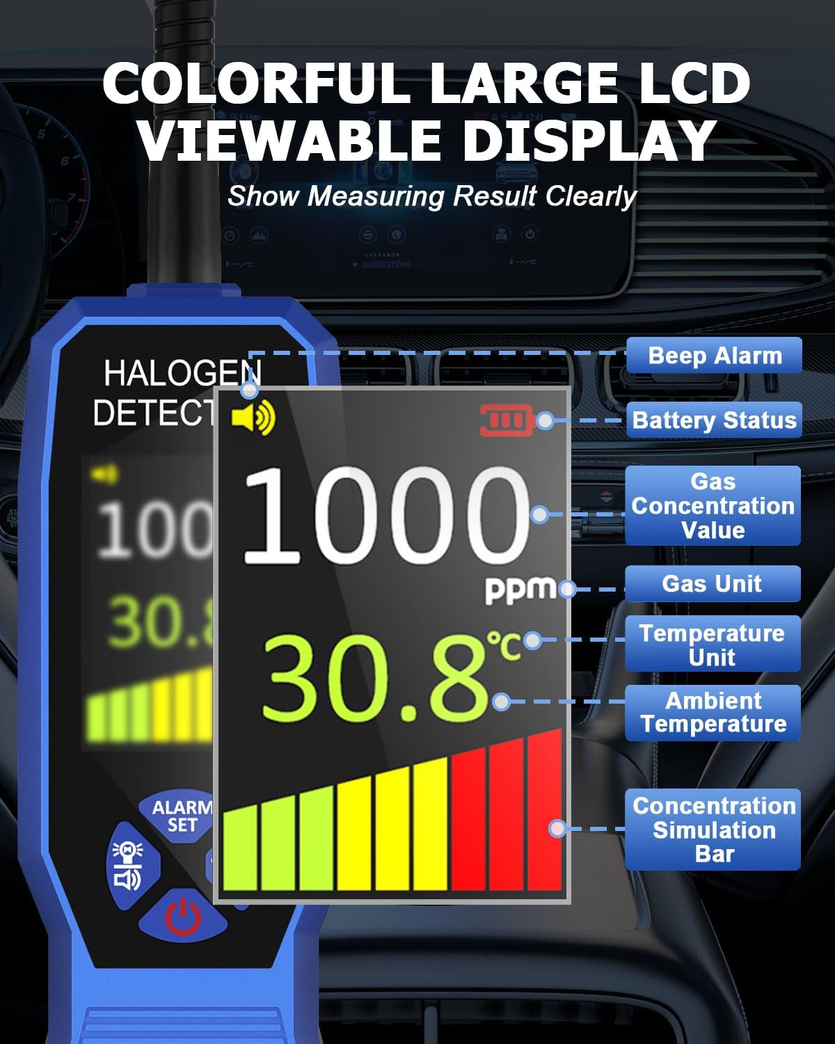 Refrigerant Leak Detector Auto & Halogen Sniffer,LCD Display,R22, R32, R134A