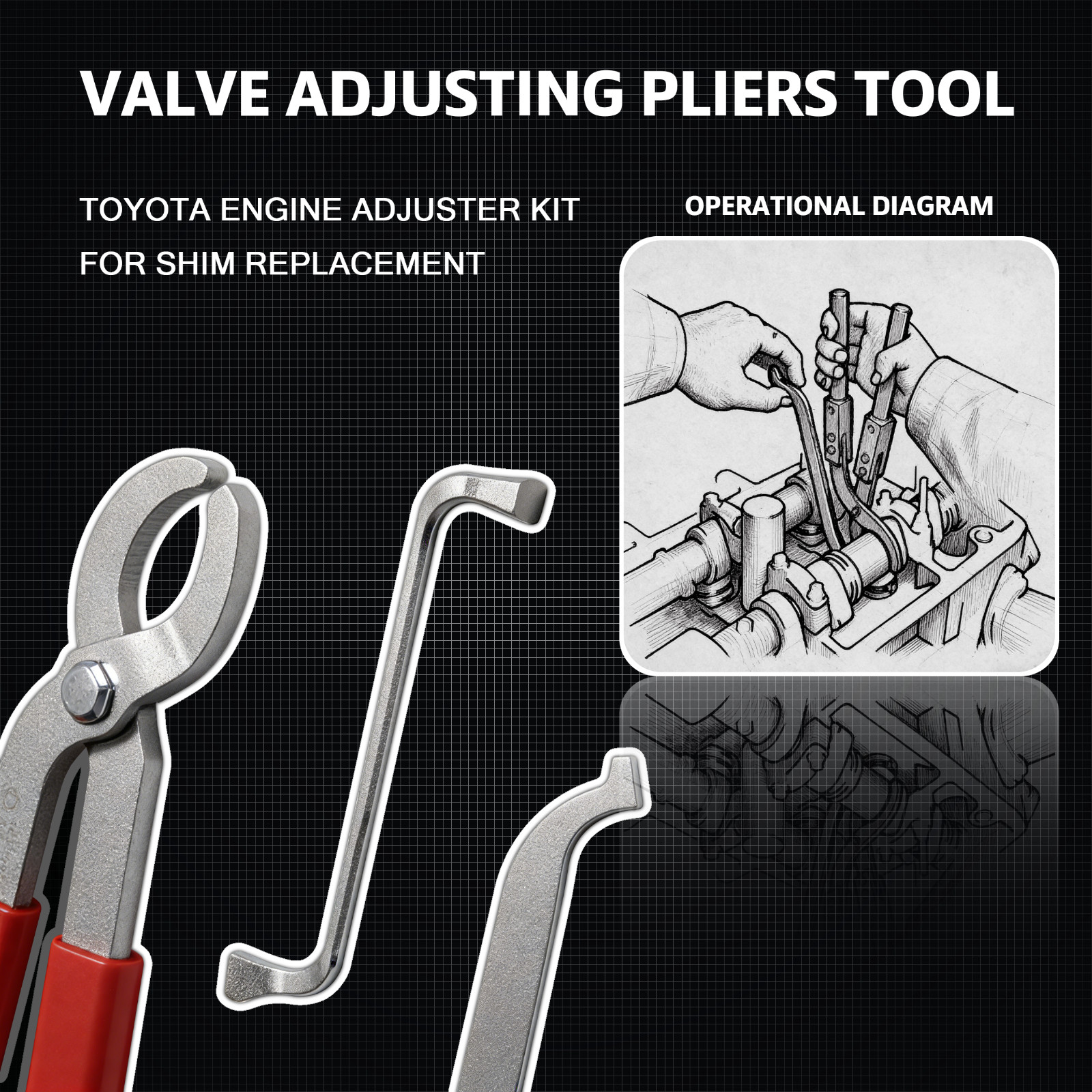3x Automobile Valve Adjusting Pliers Tool Adjuster for Car Engine Adjustment