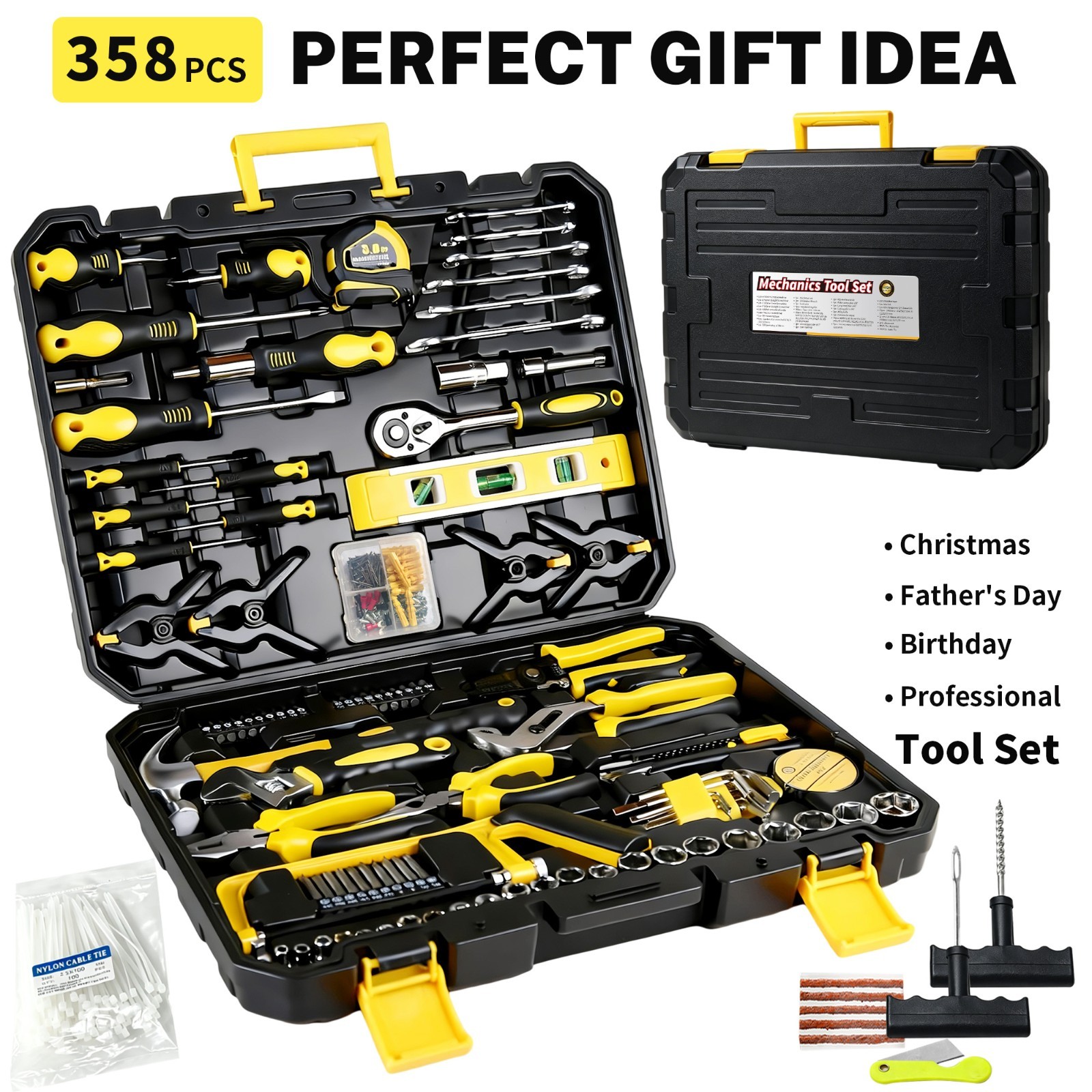 358PCS Stainless Steel Socket Wrench Tool Set for Home Auto Repairs