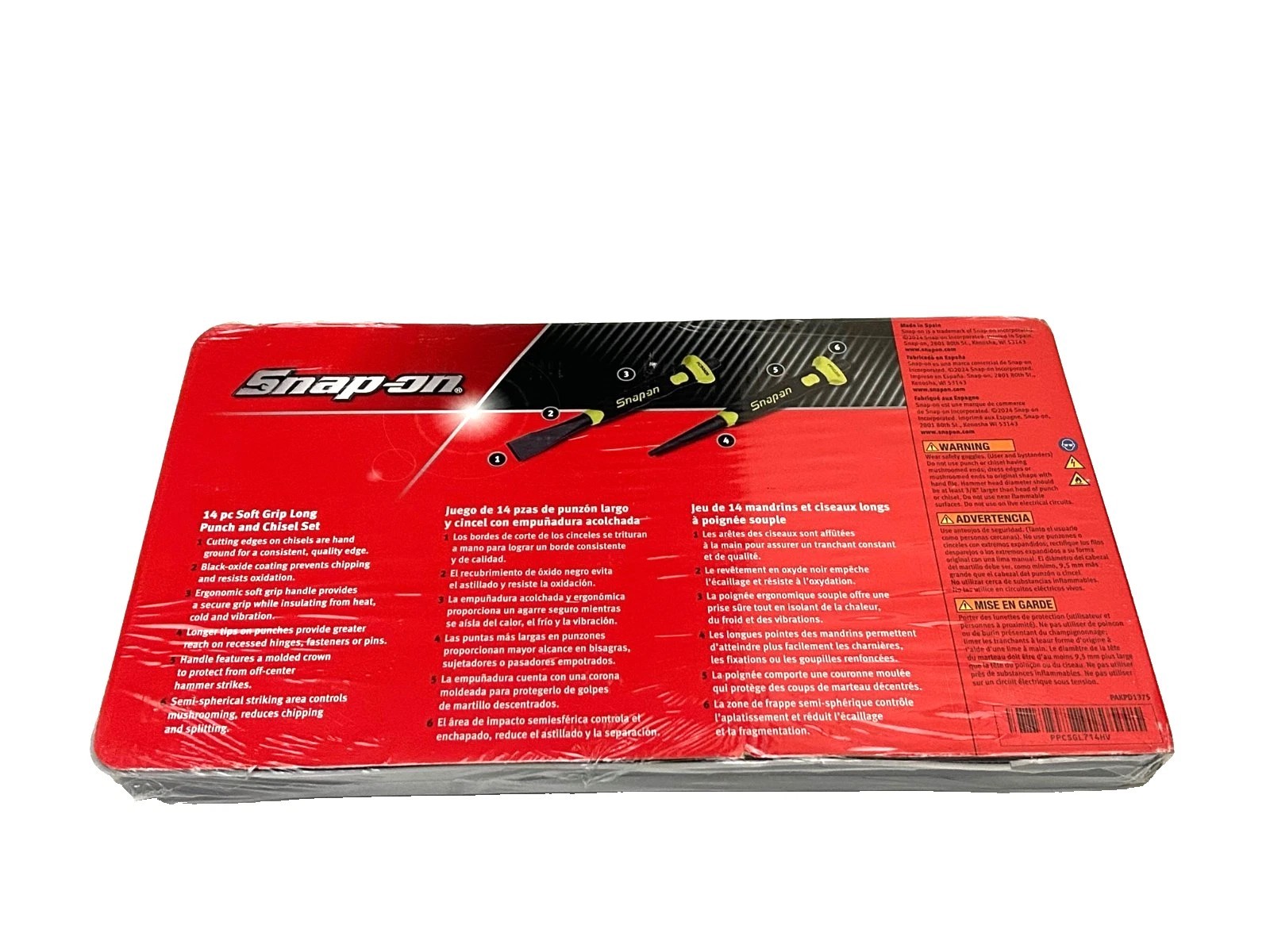 New Snap-on™ 14-pc Hi-Viz Yellow Soft Grip Punch & Chisel Set PPCSGL714HV