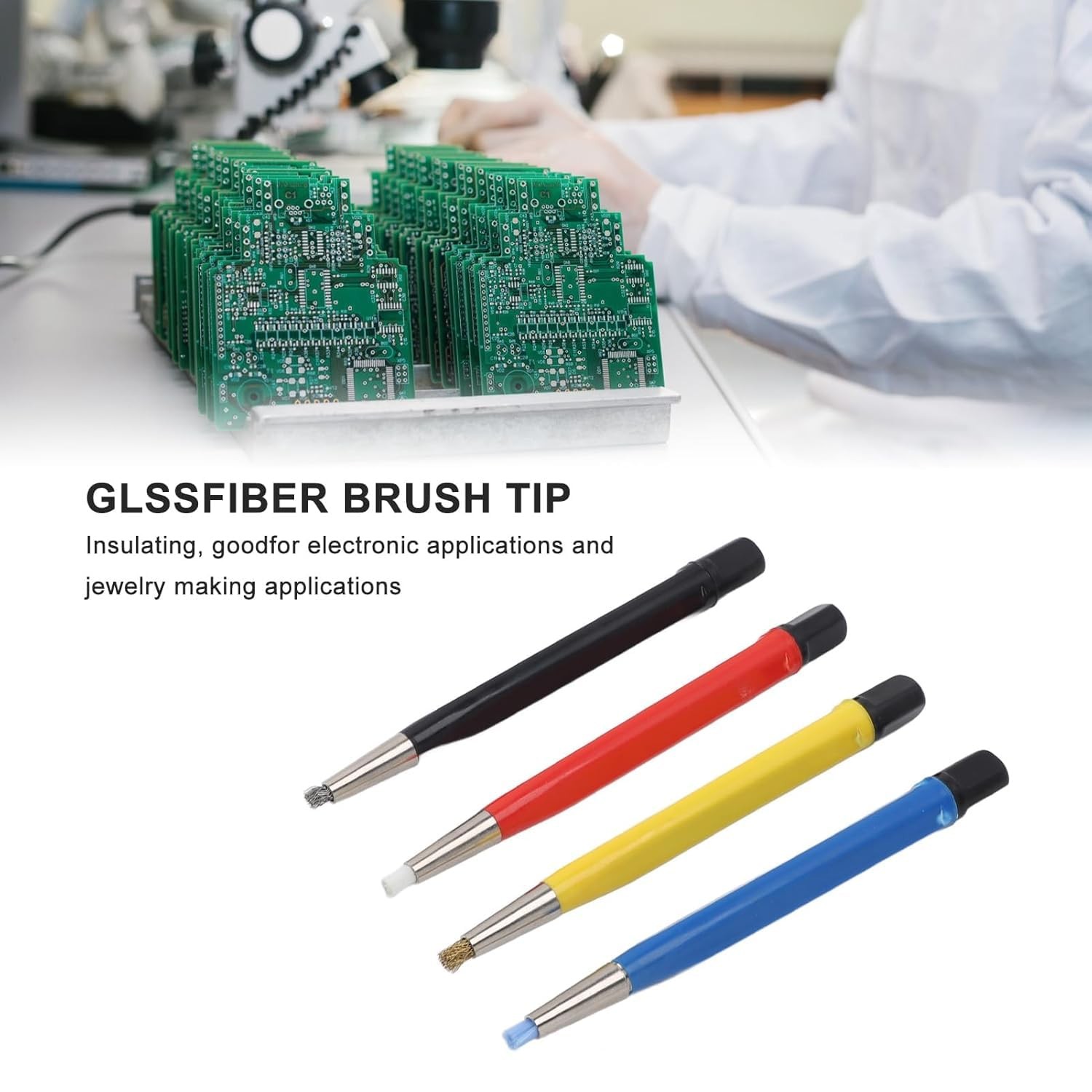 Fiberglass Scratch Brush Pen 4-Pieces with Steel, Brass,…
