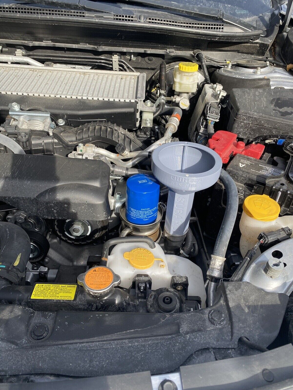 No Spill Threaded Oil Funnel for Turbo Subaru – Vented Flow & Magnetic!