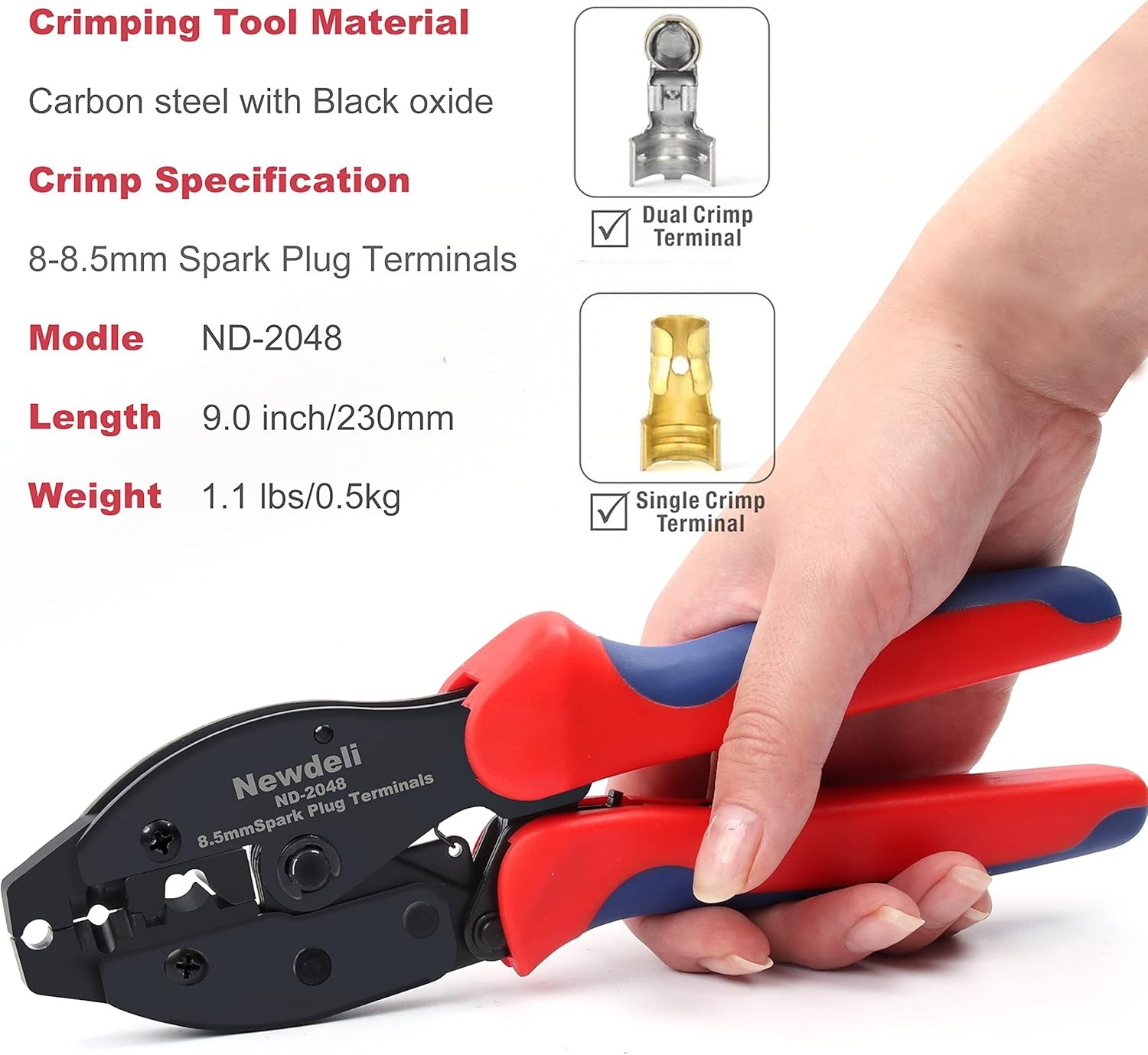 Spark Plug Wire Crimper, Newdeli Crimping Pliers for 11*6*1.25 inc, Red, Blue